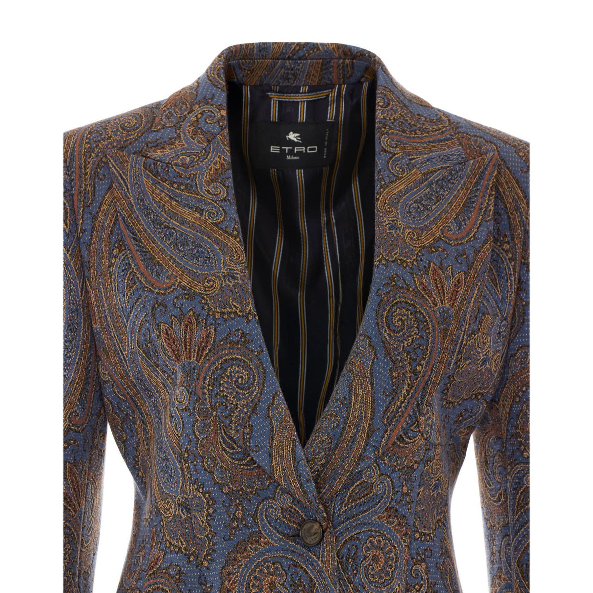 Etro Women Jacquard Single-Breasted Jacket In Cotton Blend With Paisley Pattern