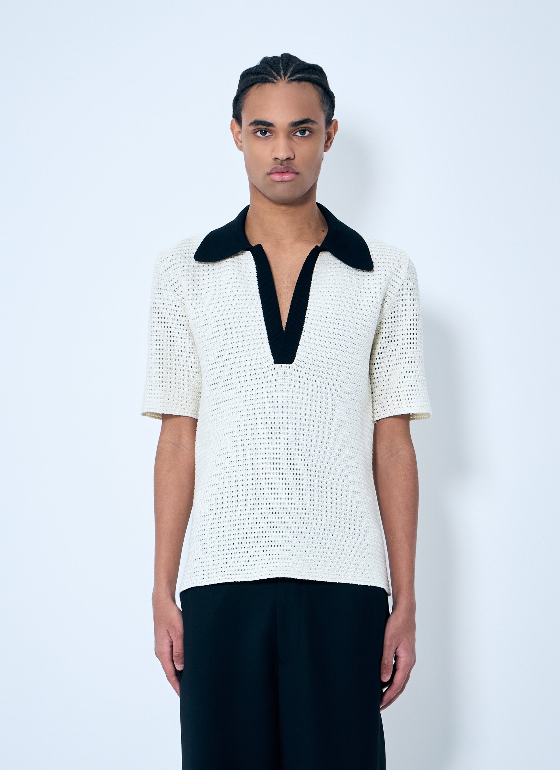 Jil Sander Men Open-Knit Polo Shirt JIL SANDER