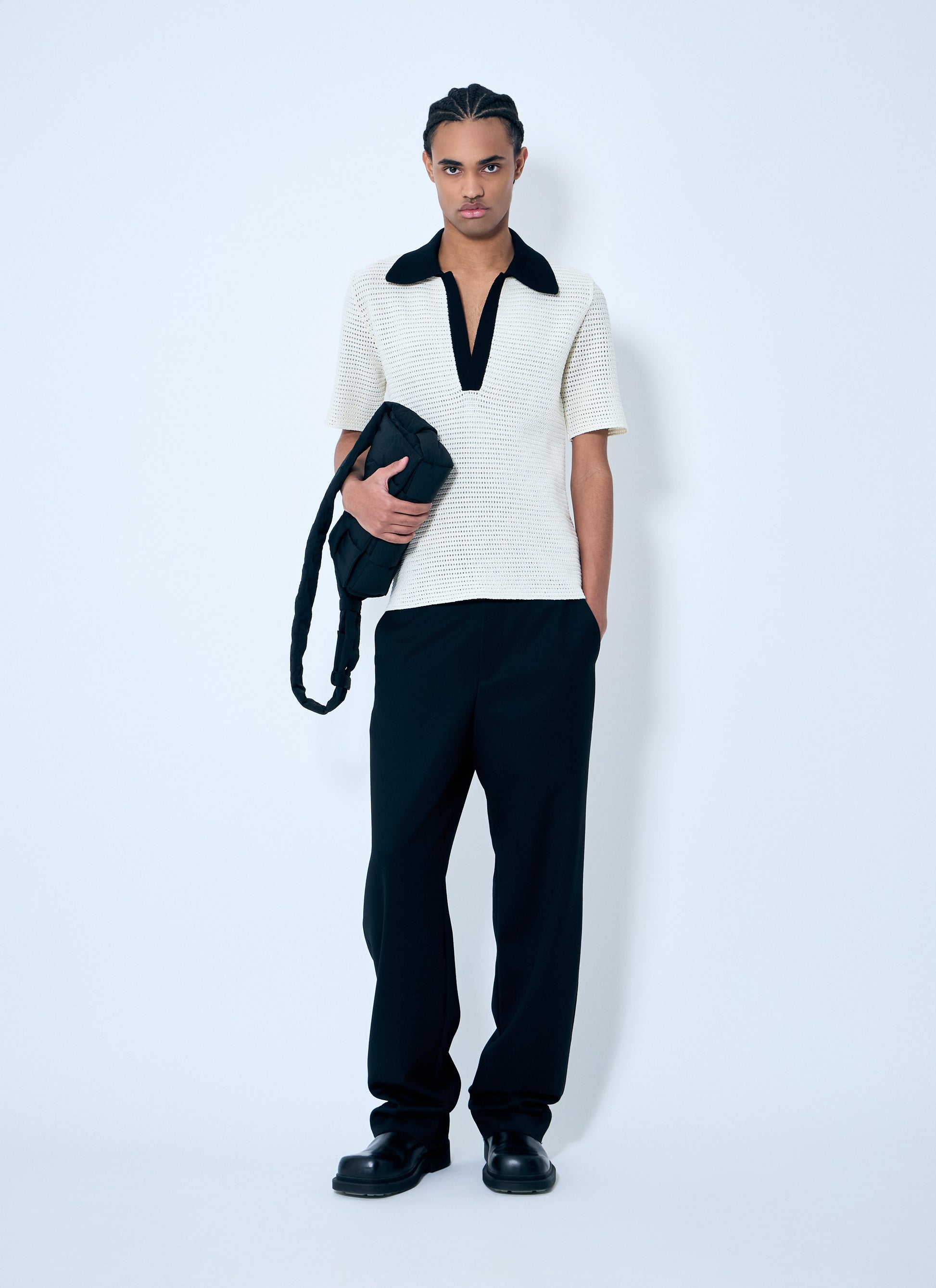 Jil Sander Men Open-Knit Polo Shirt JIL SANDER