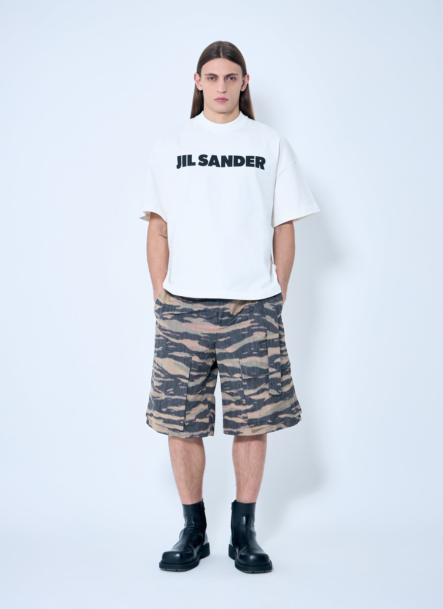 Jil Sander Men Belted Camo Shorts