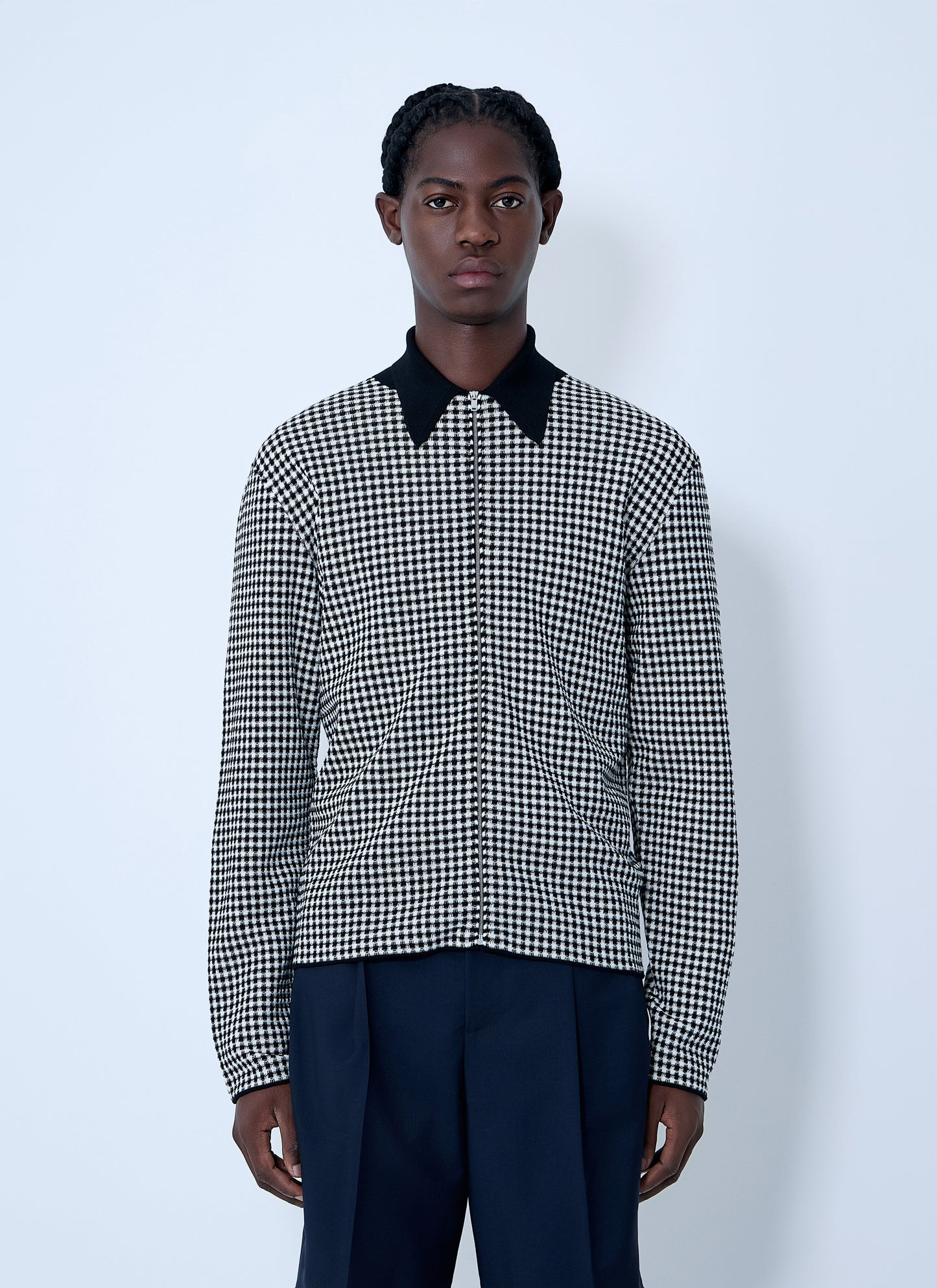 Jil Sander Men Houndstooth Zip-Up Shirt JIL SANDER