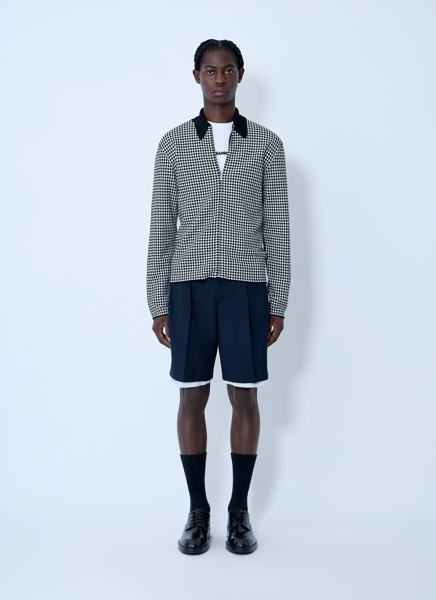 Jil Sander Men Houndstooth Zip-Up Shirt JIL SANDER