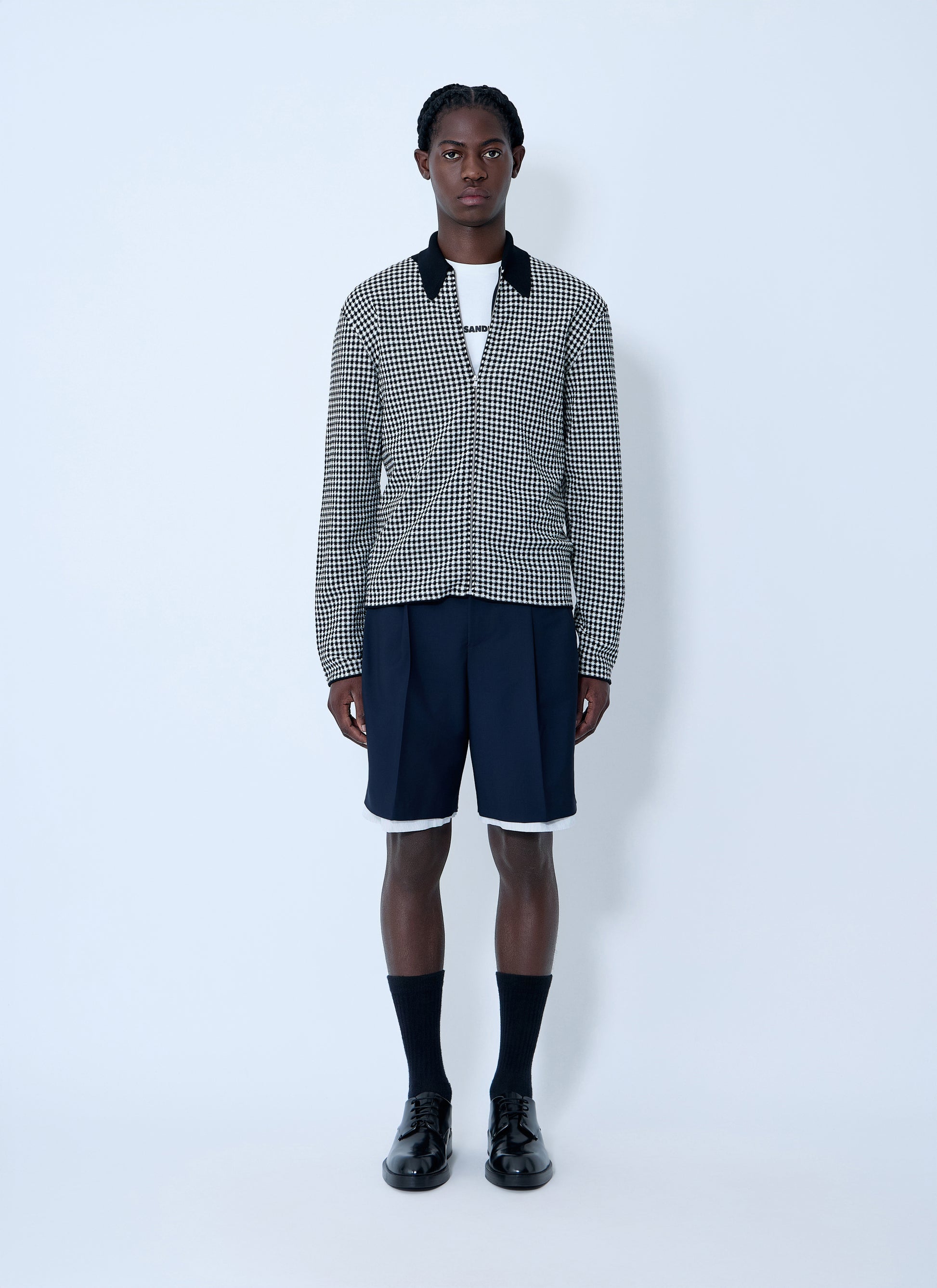 Jil Sander Men Houndstooth Zip-Up Shirt JIL SANDER
