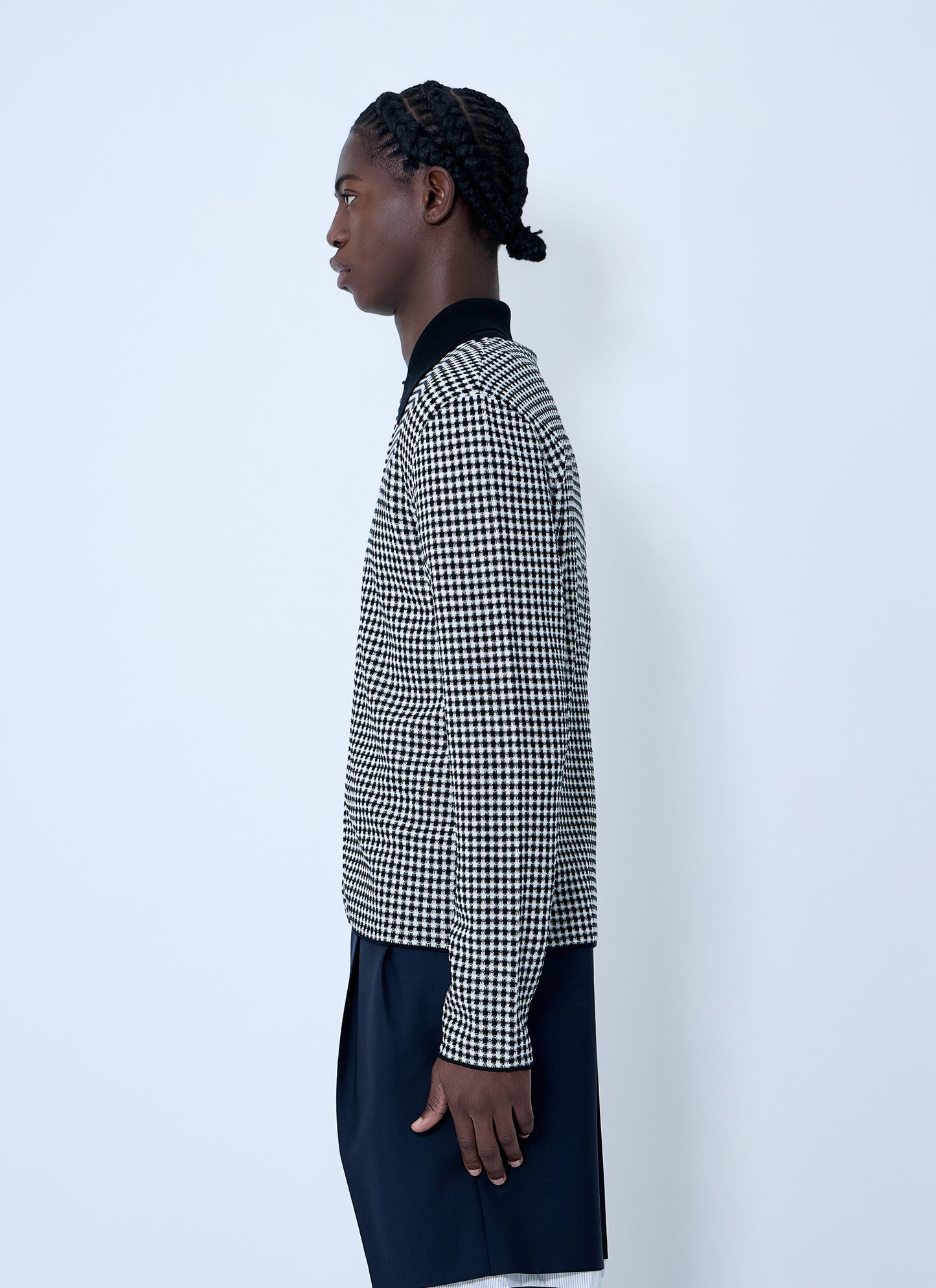 Jil Sander Men Houndstooth Zip-Up Shirt JIL SANDER