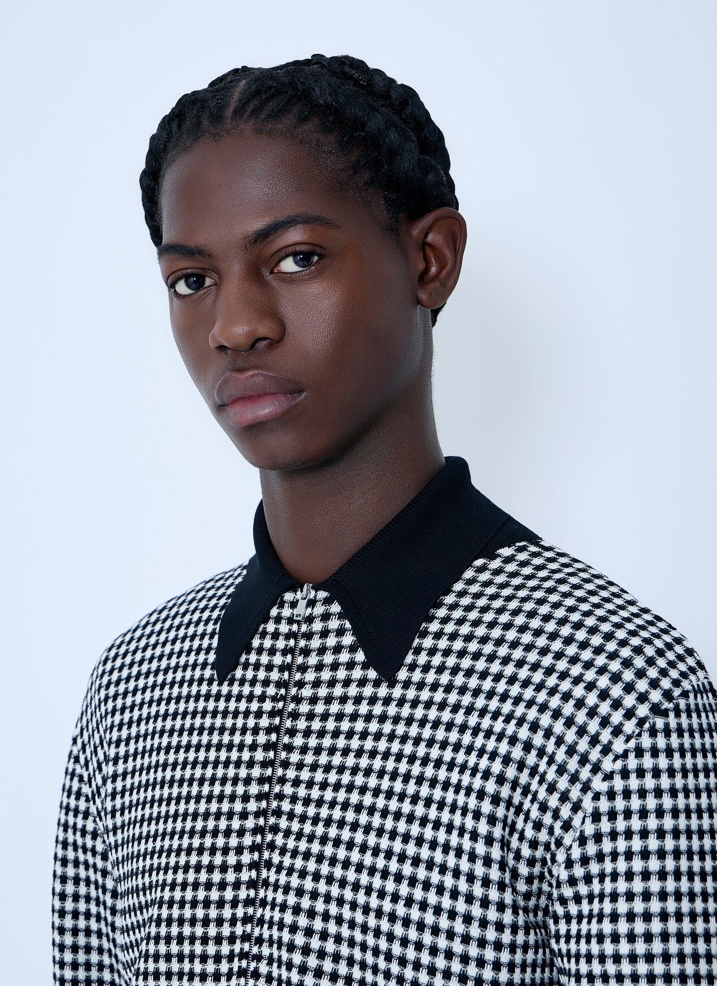 Jil Sander Men Houndstooth Zip-Up Shirt JIL SANDER