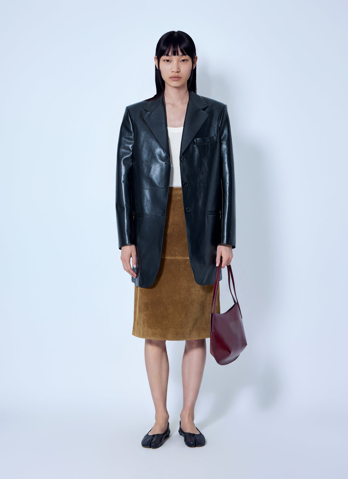 Jil Sander Women Panelled Suede Midi Skirt JIL SANDER