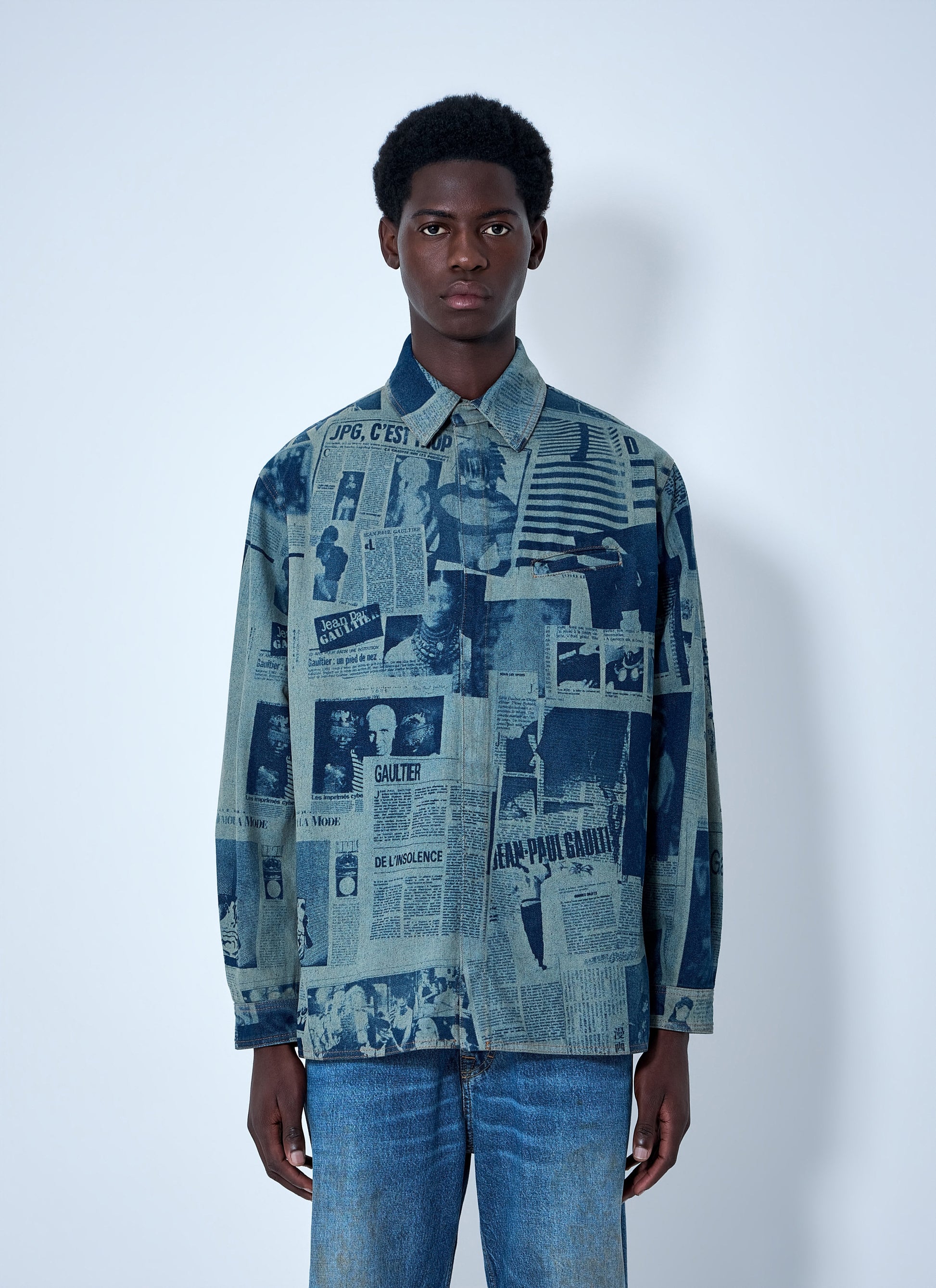 Jean Paul Gaultier Men Printed Cotton Poplin Shirt JEAN PAUL GAULTIER