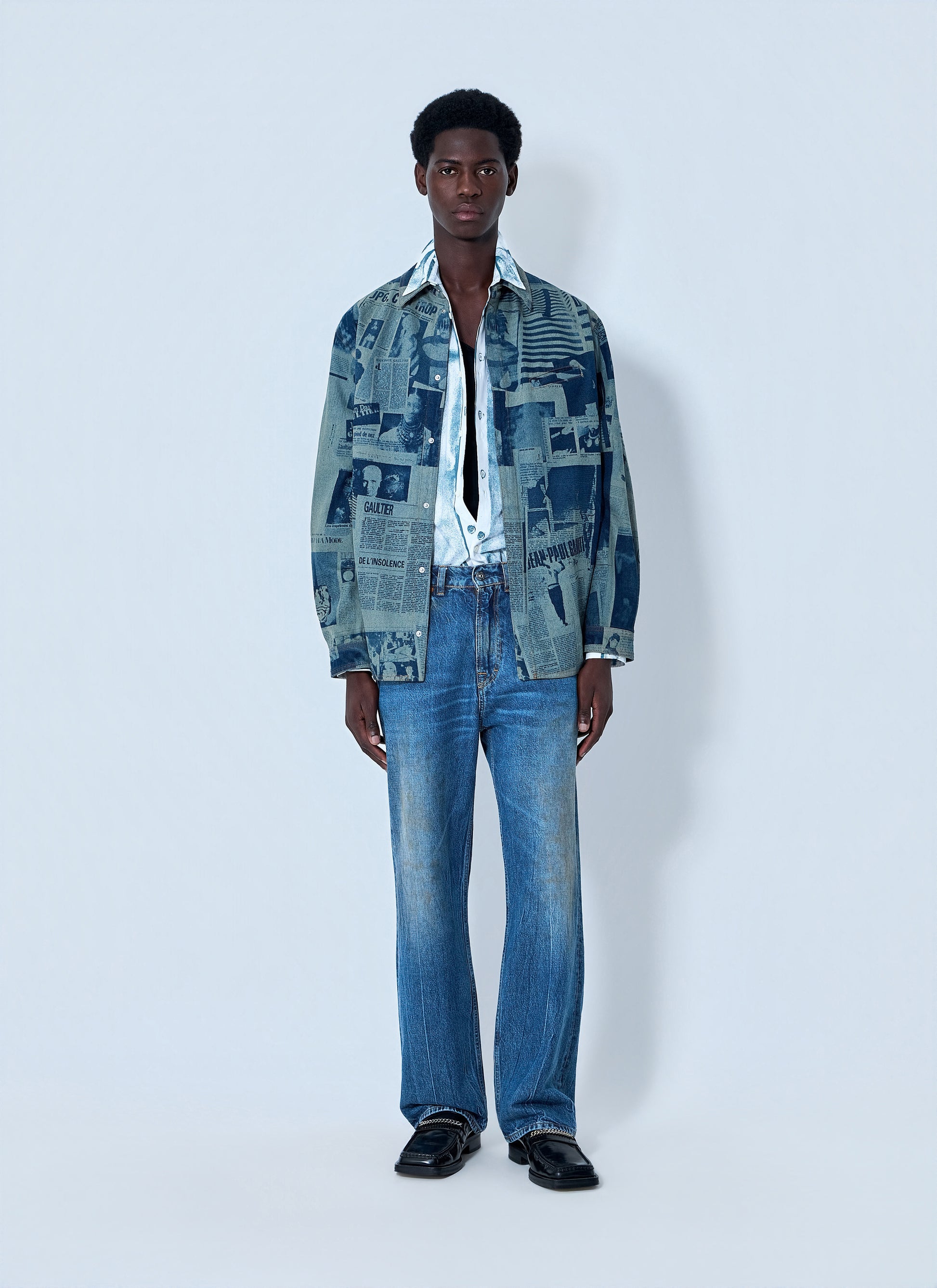 Jean Paul Gaultier Men Printed Cotton Poplin Shirt JEAN PAUL GAULTIER