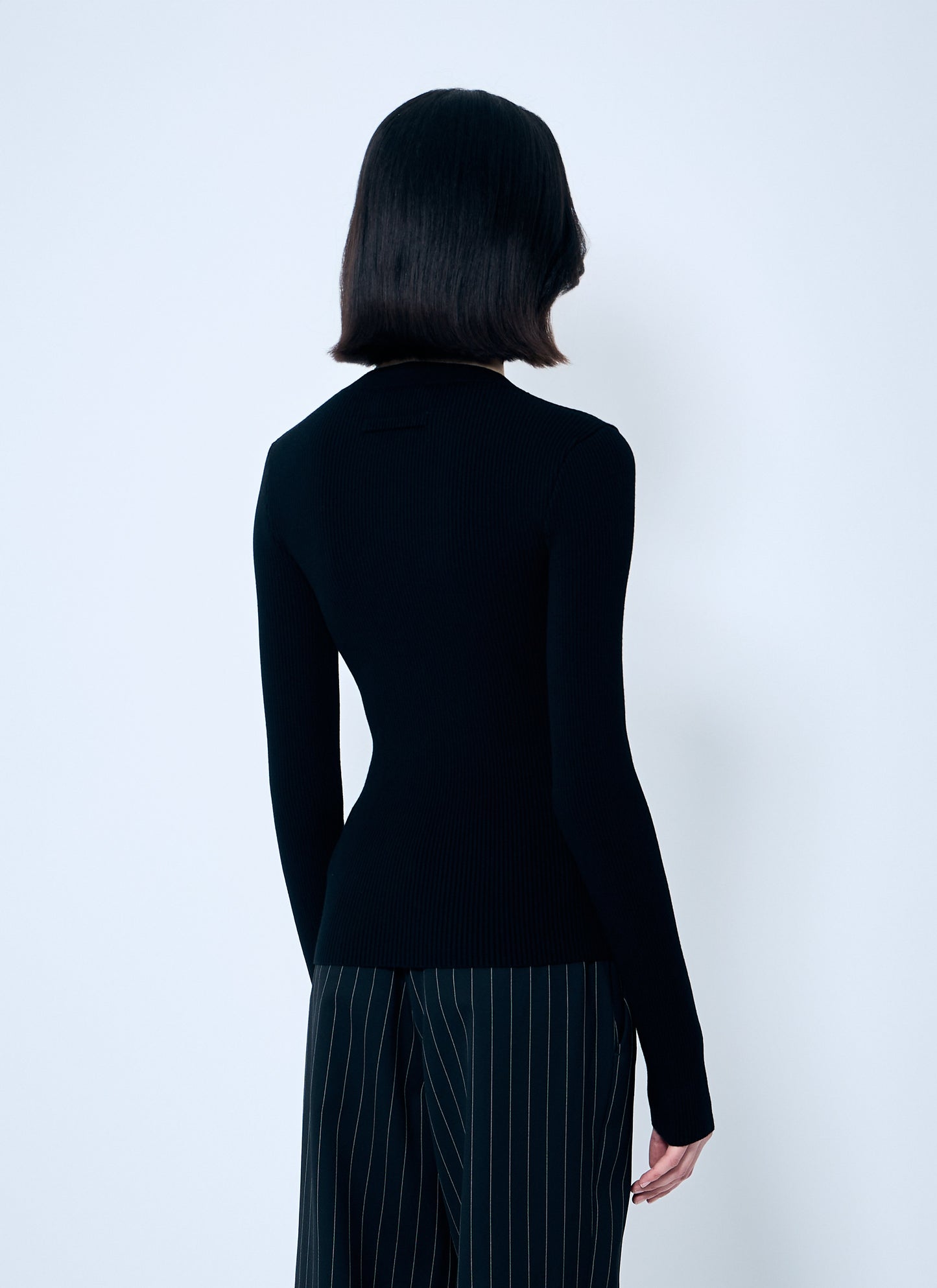 Jean Paul Gaultier Women Rib Sweater With Transparent Panels JEAN PAUL GAULTIER