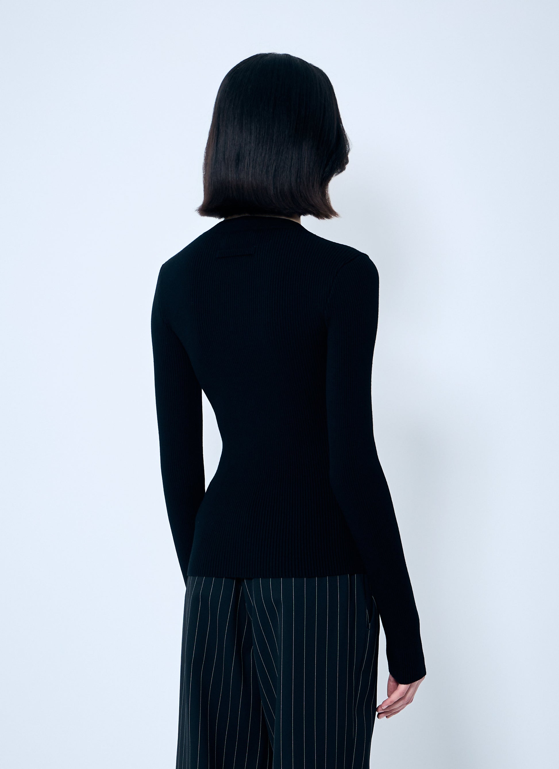 Jean Paul Gaultier Women Rib Sweater With Transparent Panels JEAN PAUL GAULTIER