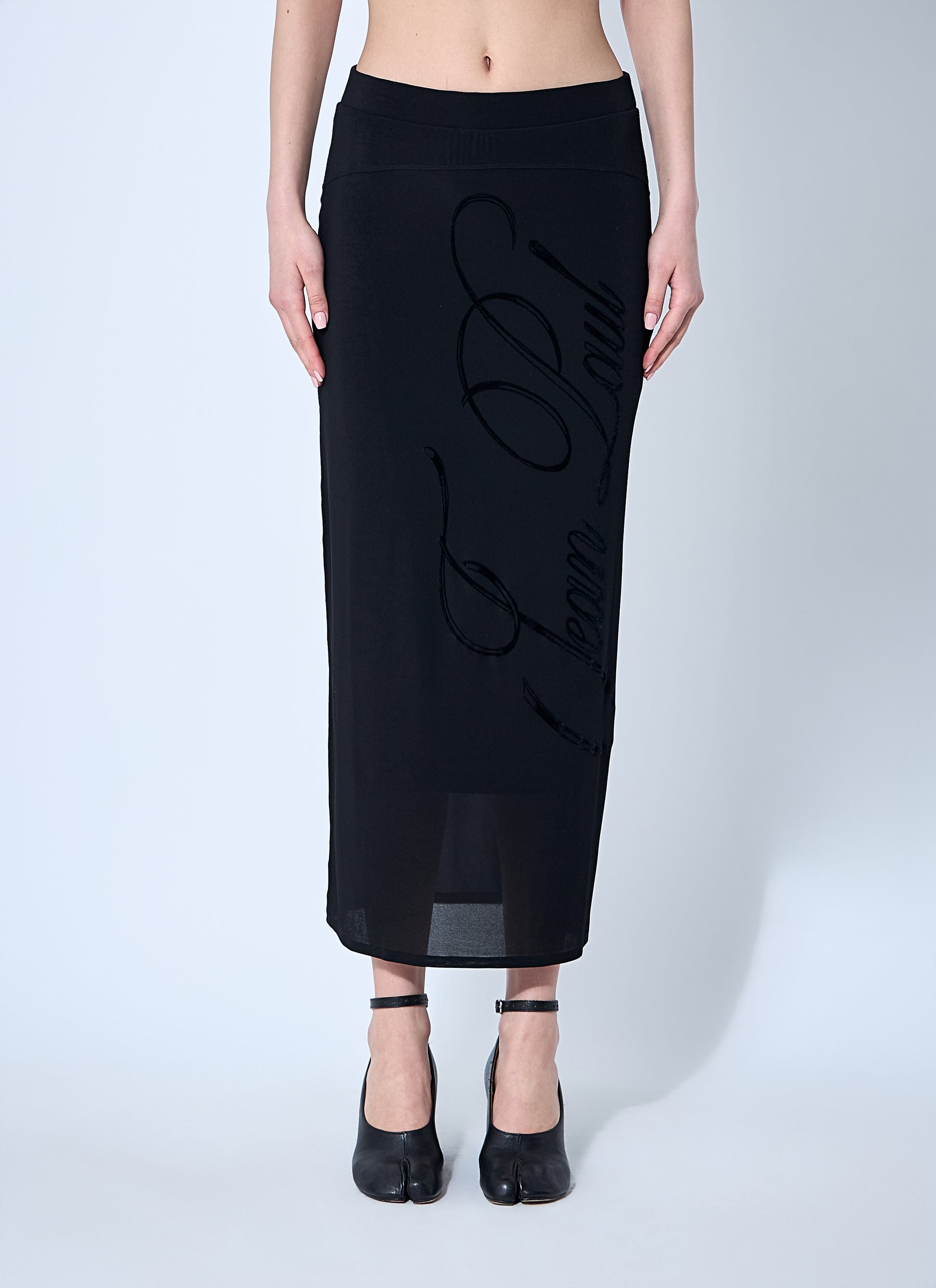 Jean Paul Gaultier Women Mesh Tattoo Midi Skirt JEAN PAUL GAULTIER
