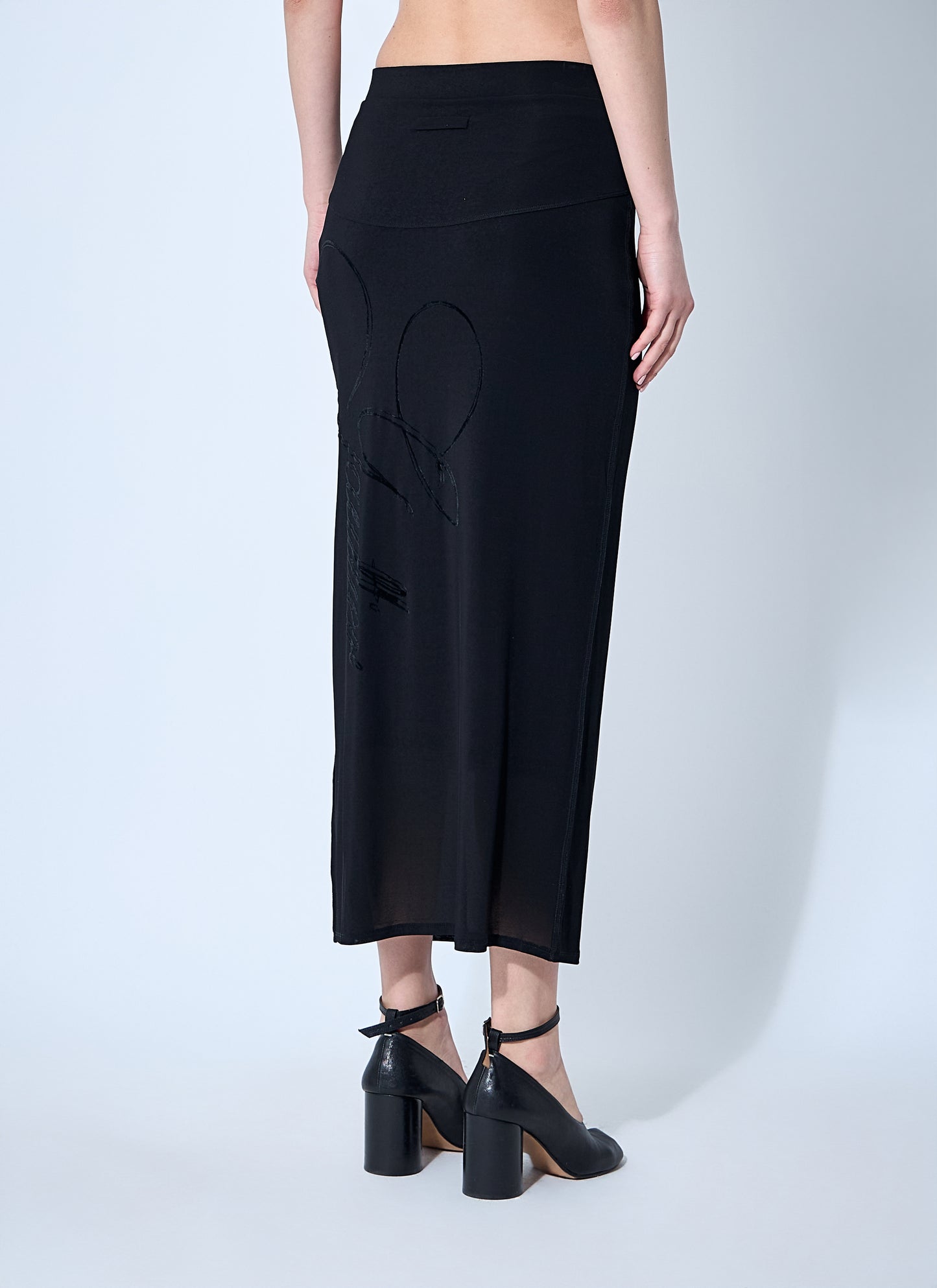 Jean Paul Gaultier Women Mesh Tattoo Midi Skirt JEAN PAUL GAULTIER