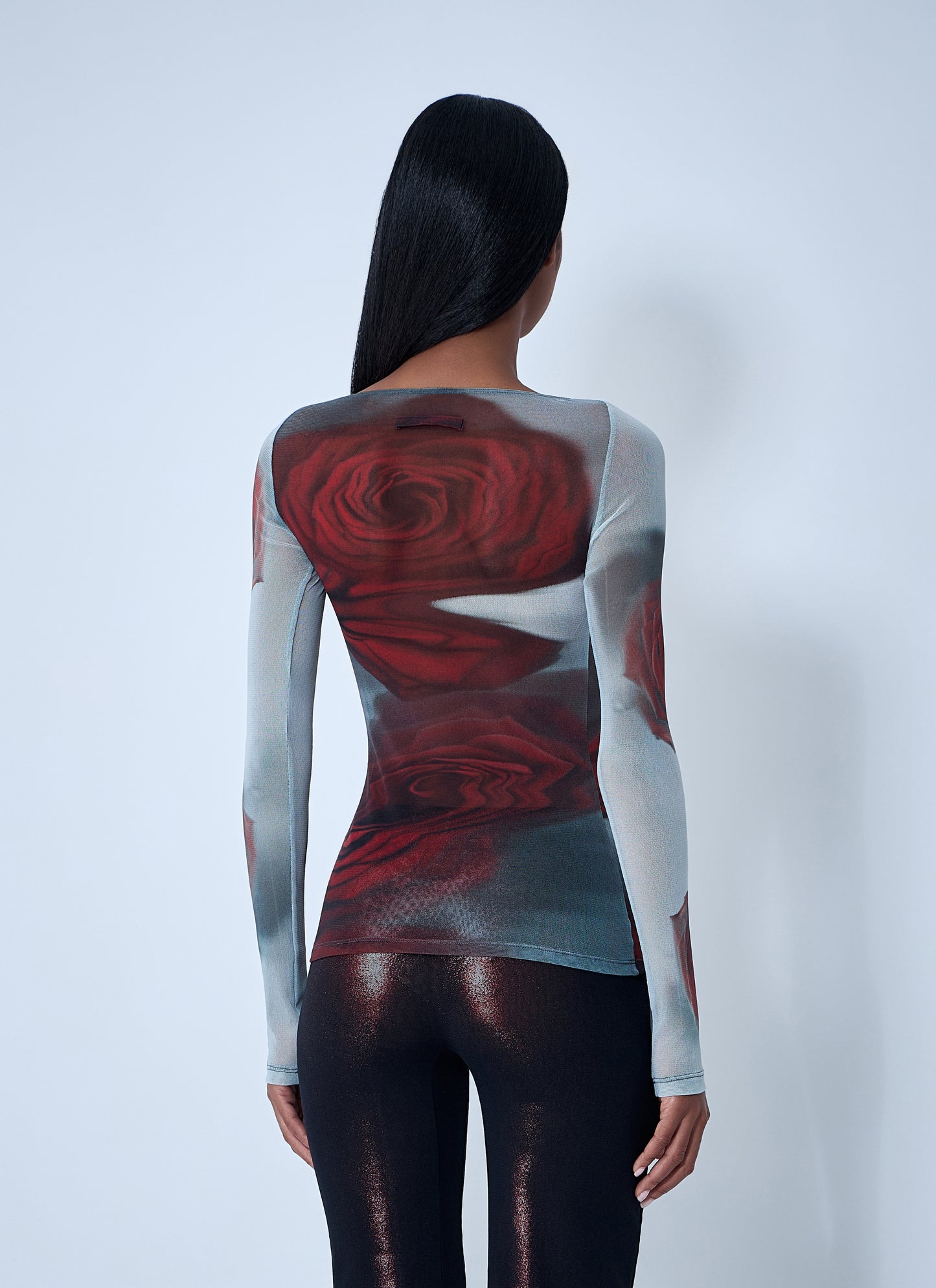 Jean Paul Gaultier Women Blurry Roses Mesh Tank Top JEAN PAUL GAULTIER