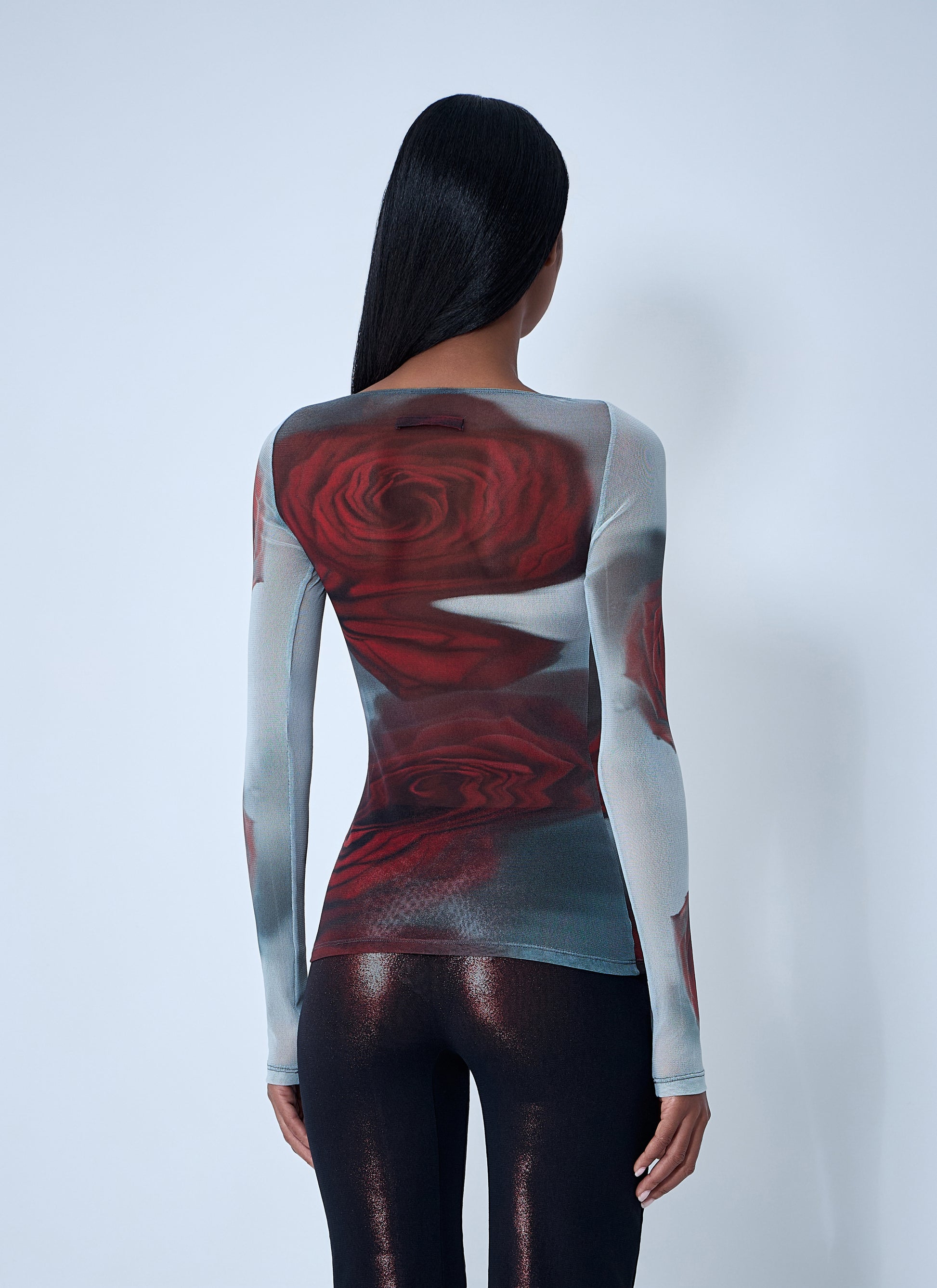 Jean Paul Gaultier Women Blurry Roses Mesh Tank Top JEAN PAUL GAULTIER