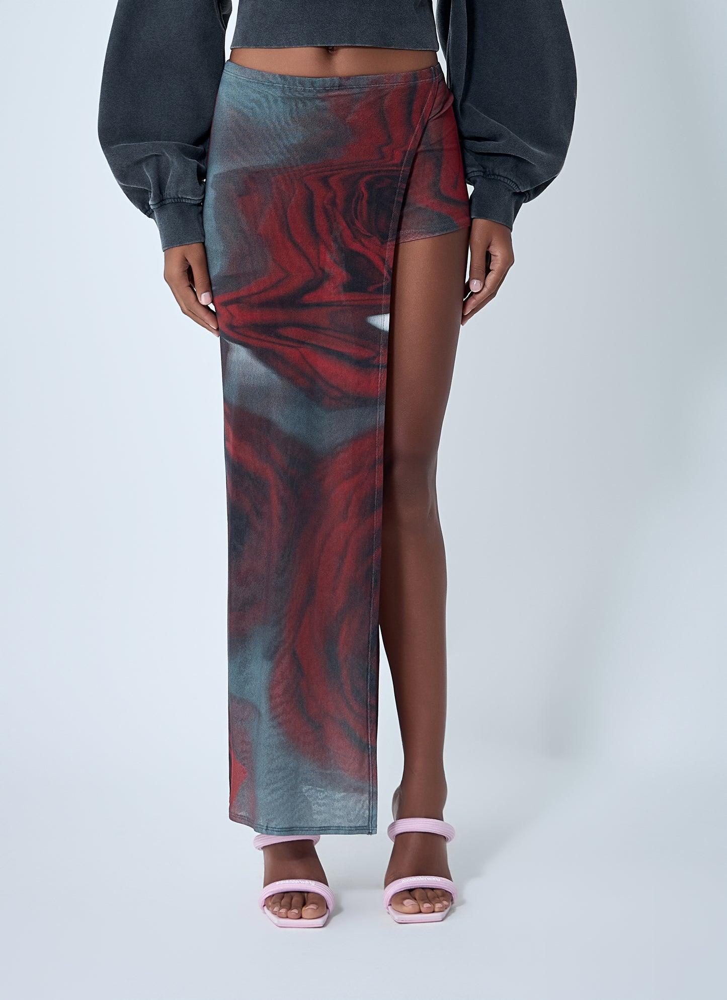 Jean Paul Gaultier Women Blurry Roses Asymmetrical Mini-Skort JEAN PAUL GAULTIER