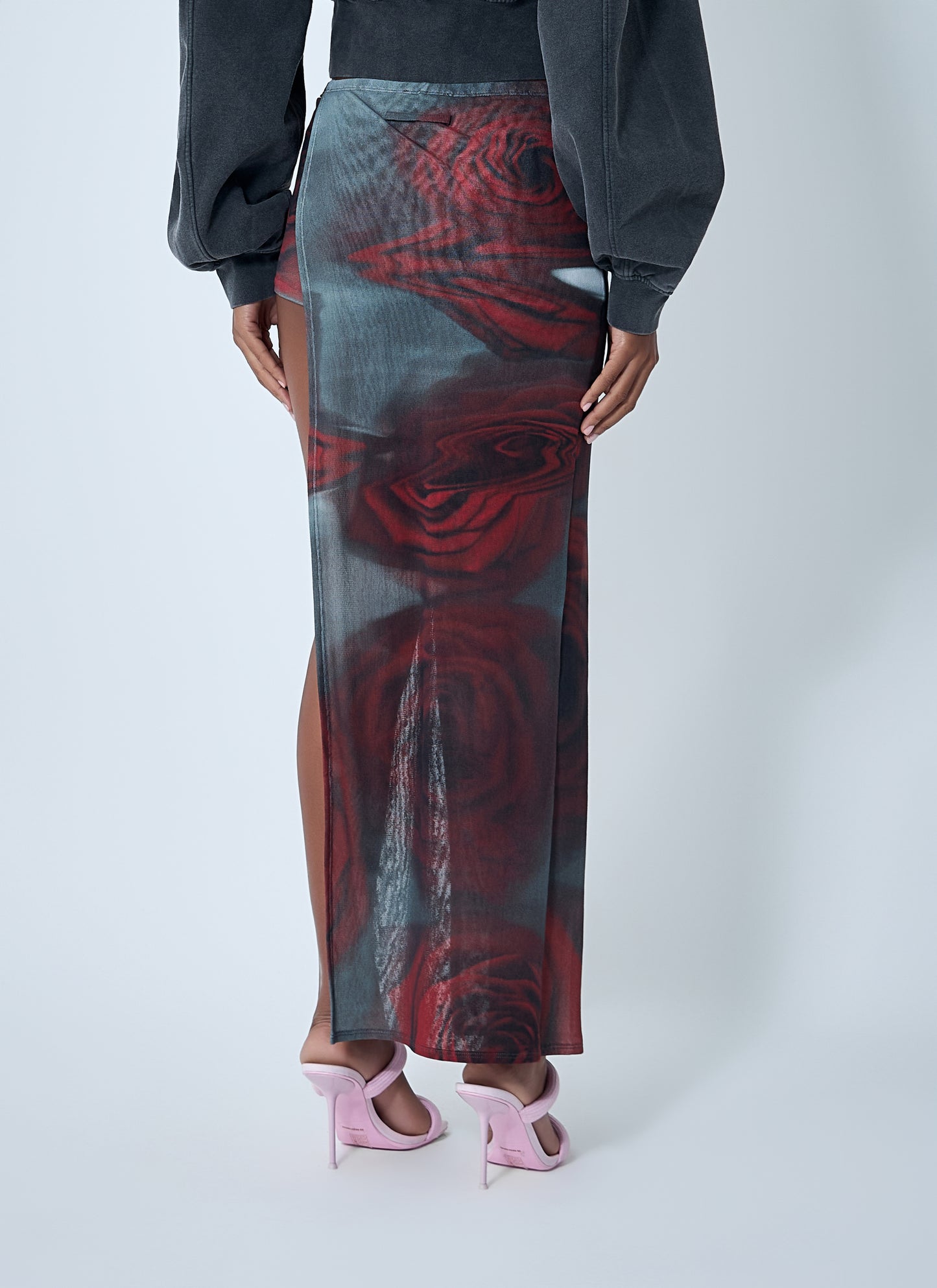 Jean Paul Gaultier Women Blurry Roses Asymmetrical Mini-Skort JEAN PAUL GAULTIER