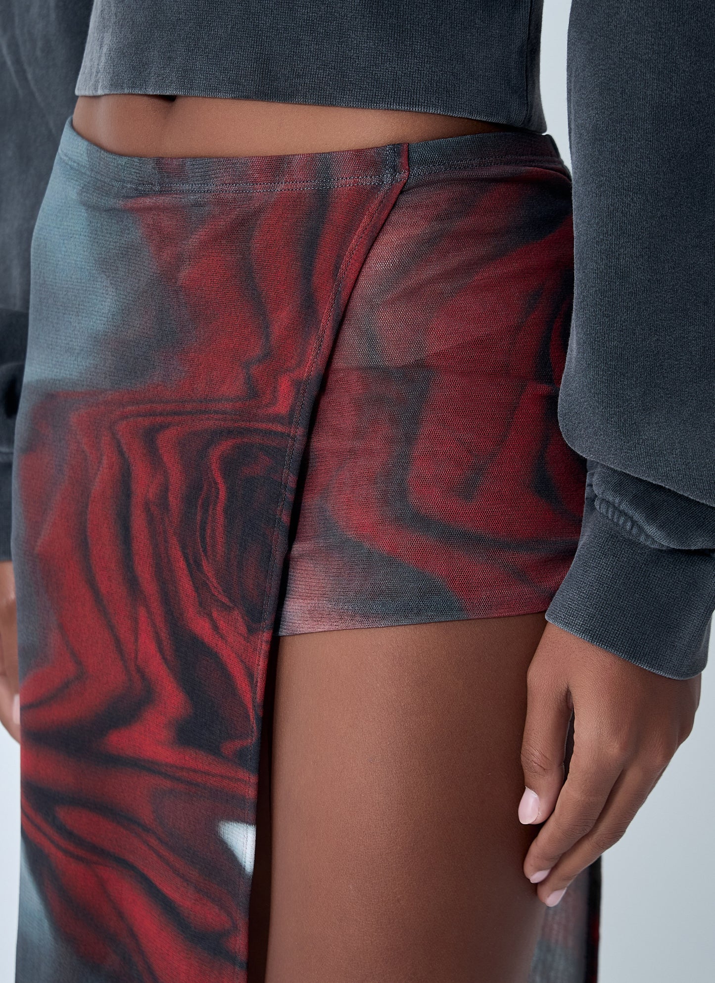 Jean Paul Gaultier Women Blurry Roses Asymmetrical Mini-Skort JEAN PAUL GAULTIER
