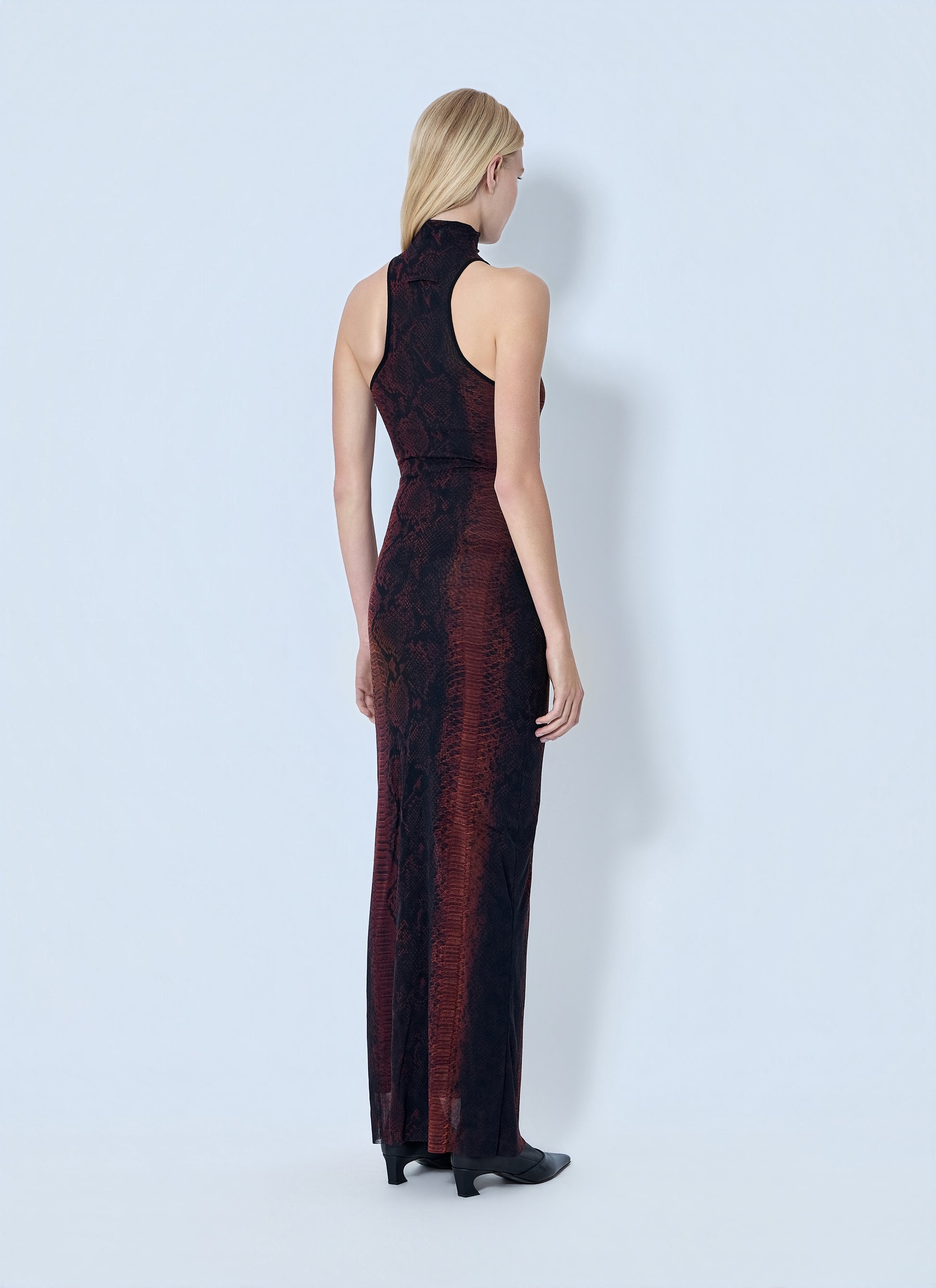 Jean Paul Gaultier Women Mesh High Neck Python Printed Long Dress JEAN PAUL GAULTIER