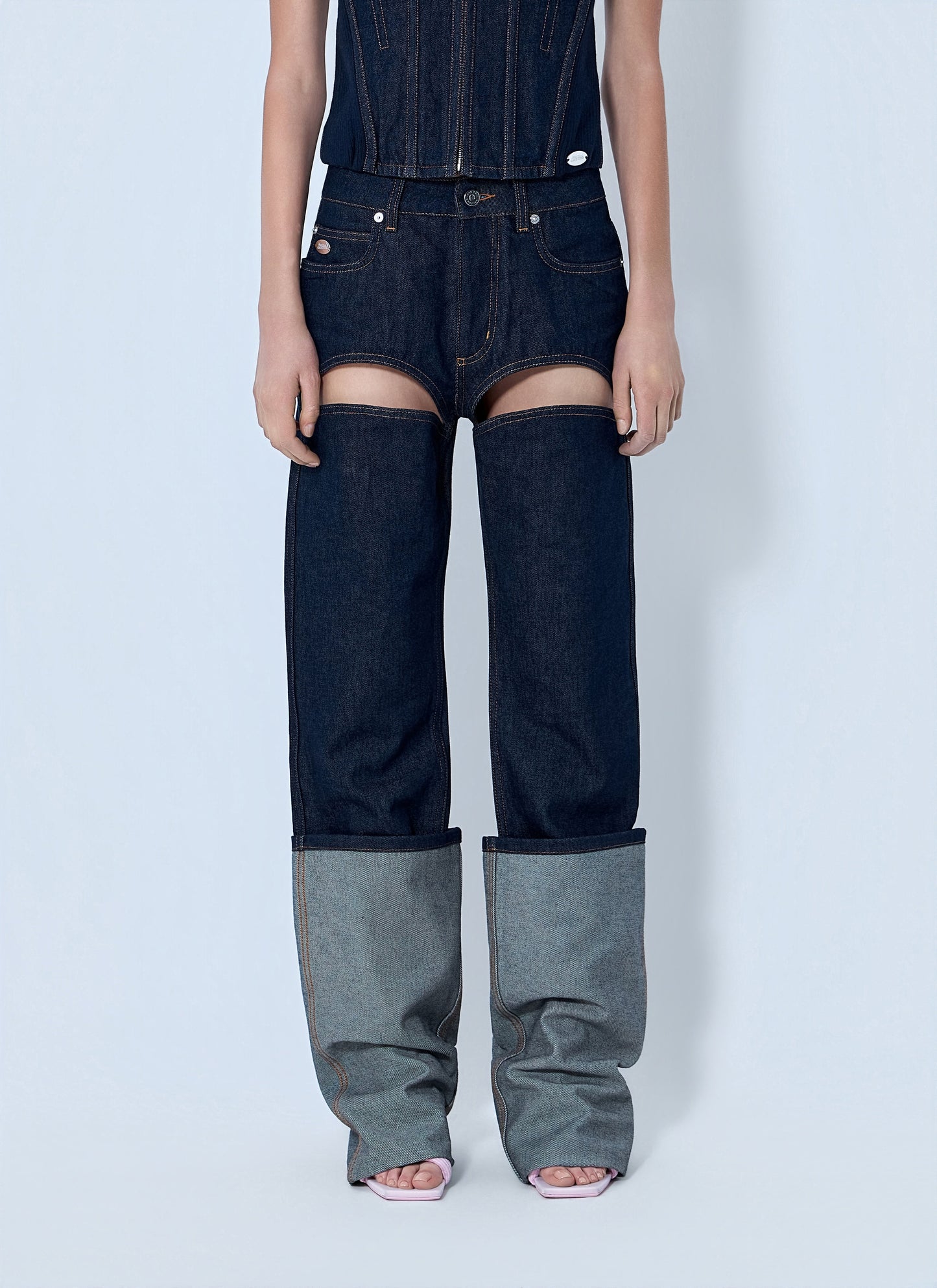 Jean Paul Gaultier Women Cut Out Wide Leg Jeans JEAN PAUL GAULTIER