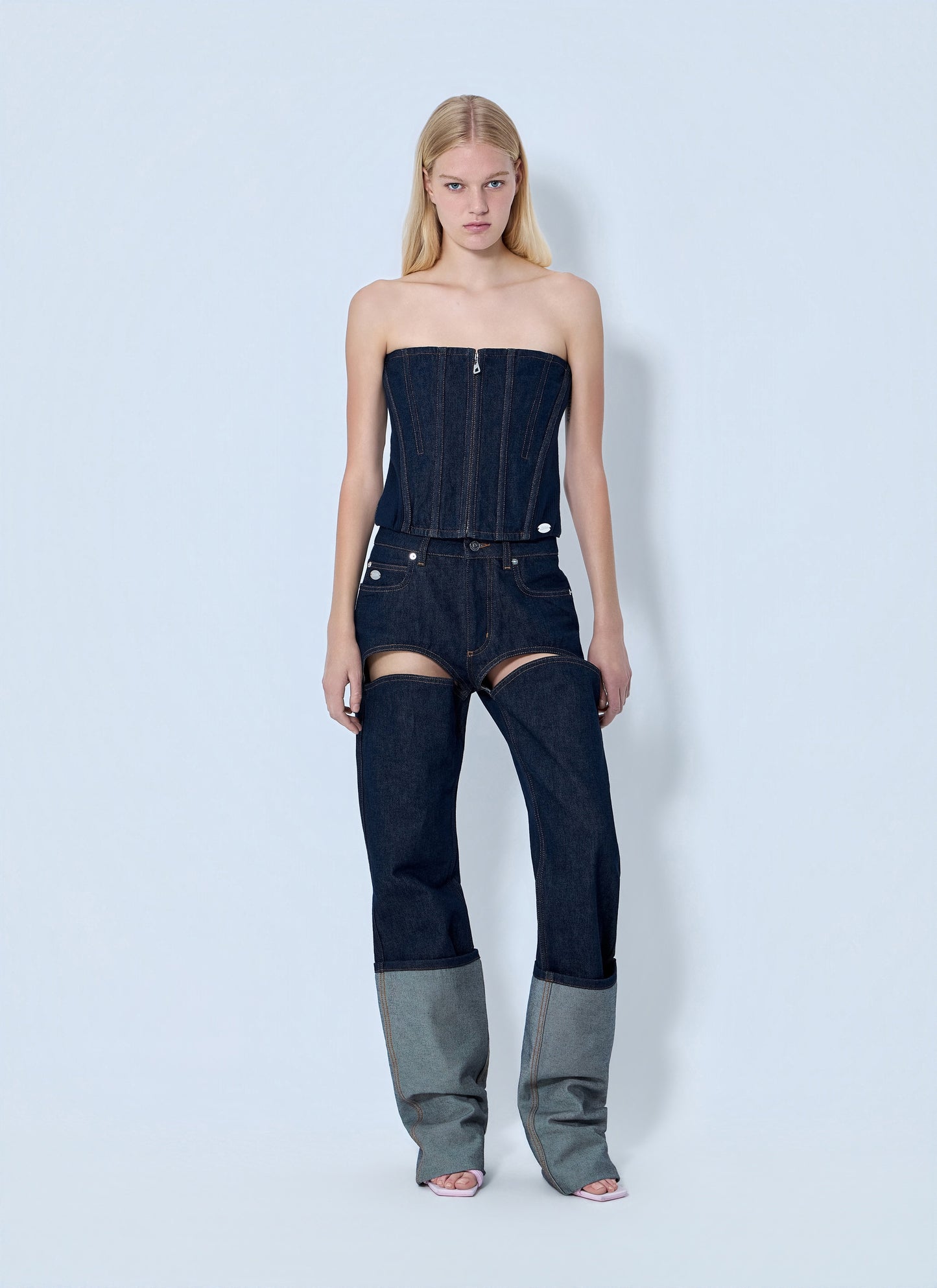 Jean Paul Gaultier Women Cut Out Wide Leg Jeans JEAN PAUL GAULTIER