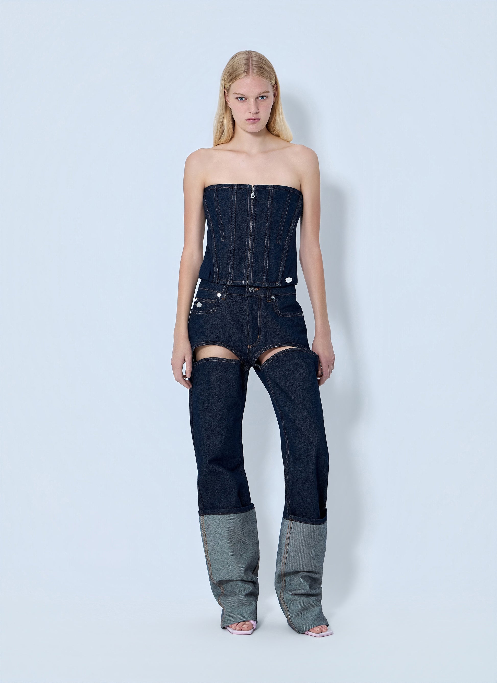Jean Paul Gaultier Women Cut Out Wide Leg Jeans JEAN PAUL GAULTIER