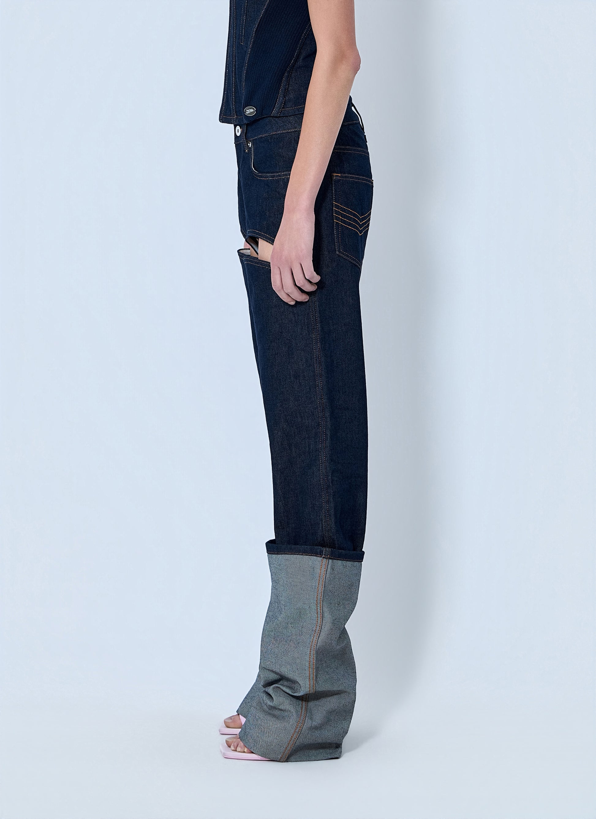 Jean Paul Gaultier Women Cut Out Wide Leg Jeans JEAN PAUL GAULTIER
