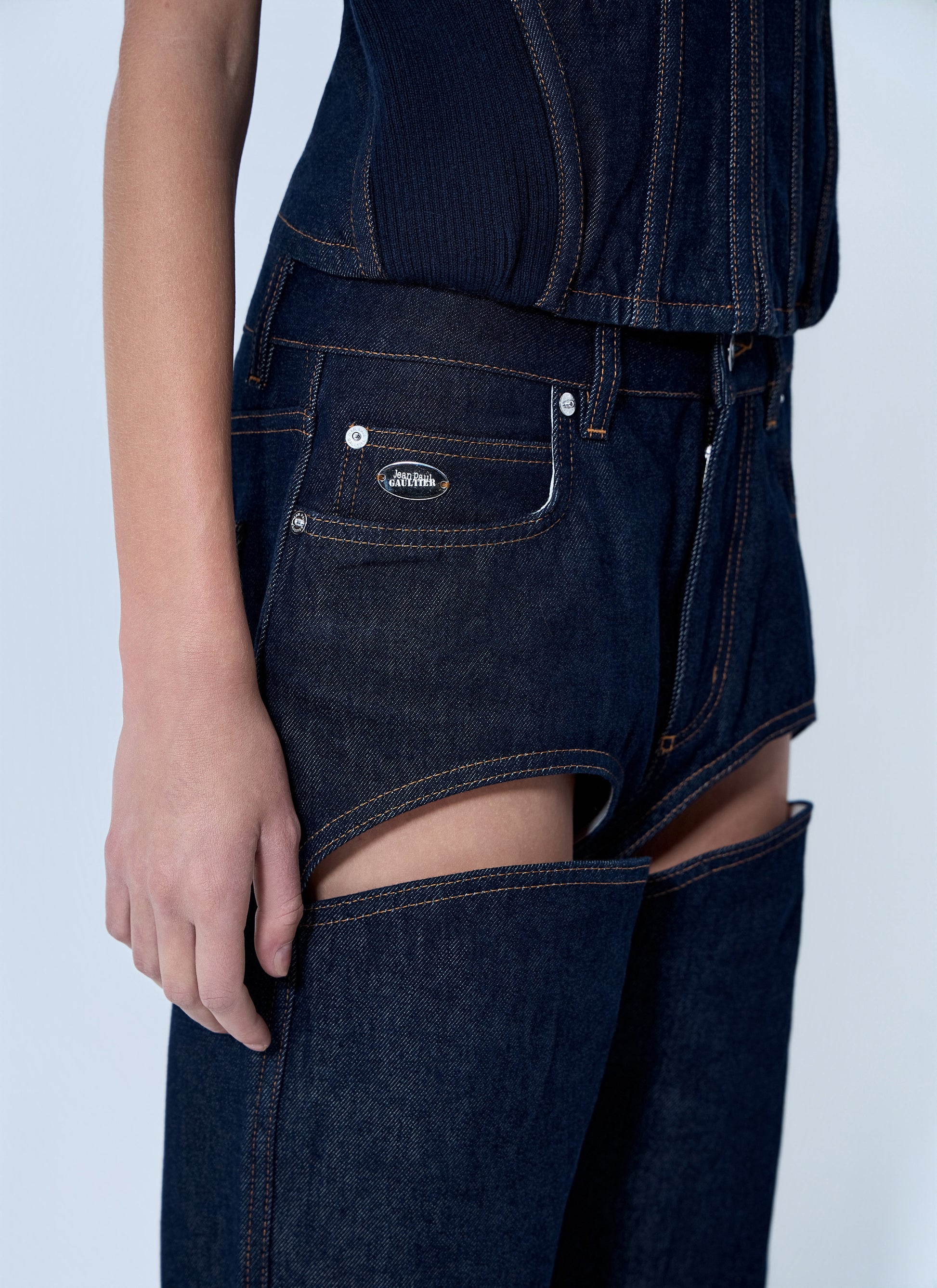 Jean Paul Gaultier Women Cut Out Wide Leg Jeans JEAN PAUL GAULTIER