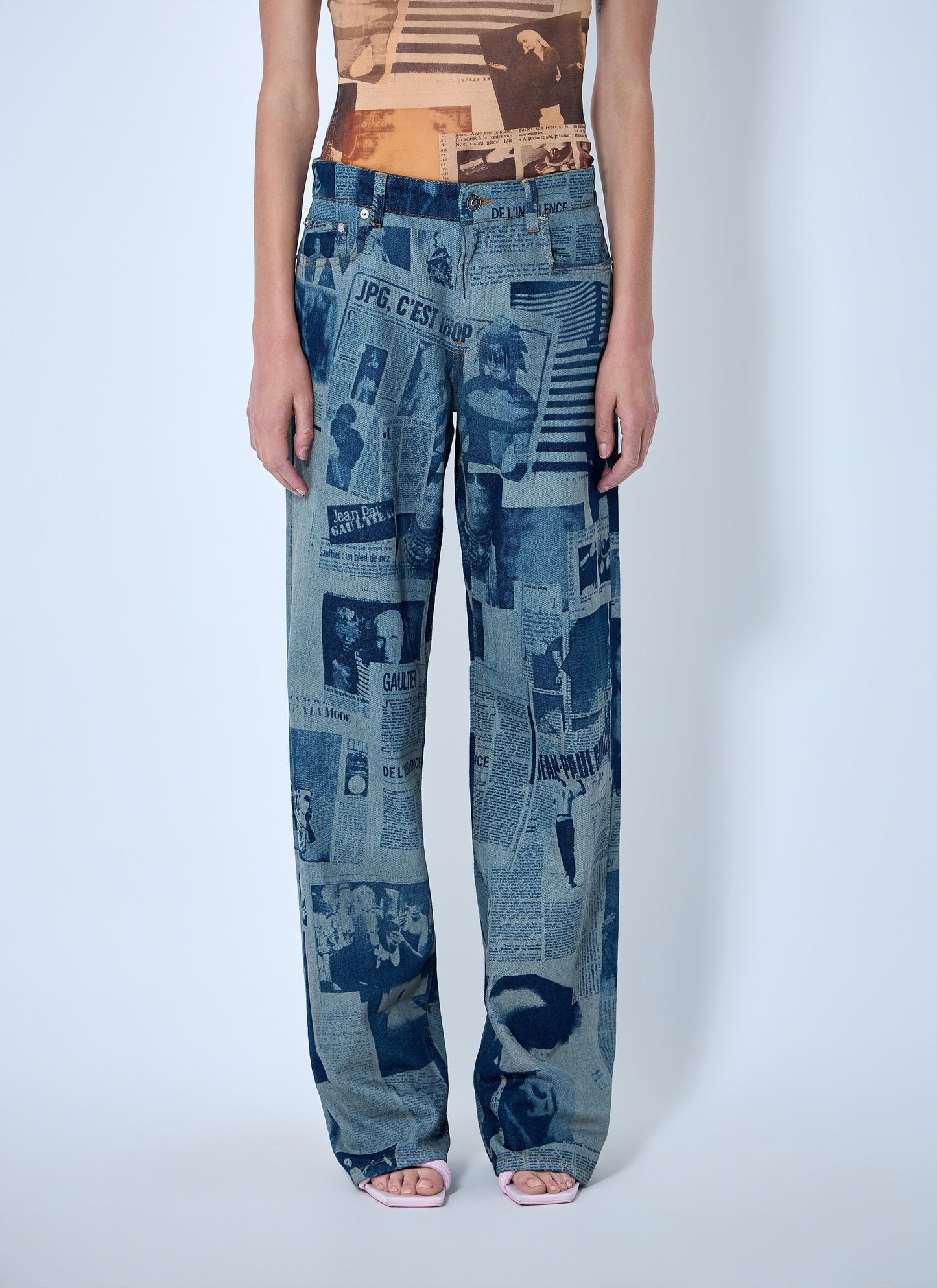 Jean Paul Gaultier Women Newspaper Print Jeans JEAN PAUL GAULTIER