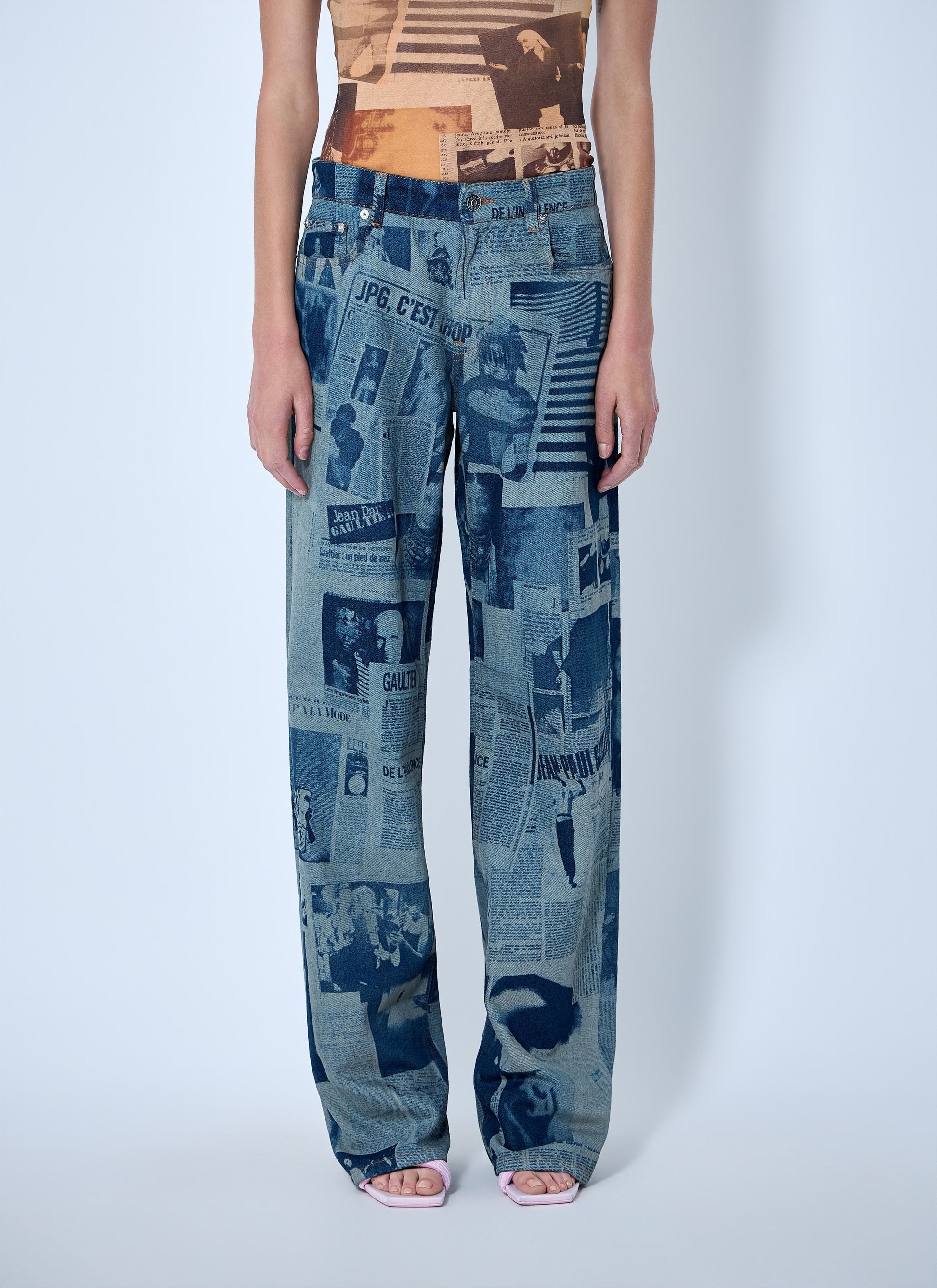 Jean Paul Gaultier Women Newspaper Print Jeans JEAN PAUL GAULTIER