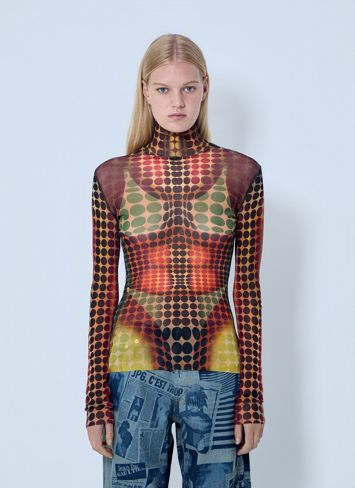 Jean Paul Gaultier Women Re-Edition The Brown Dots Mesh Top JEAN PAUL GAULTIER