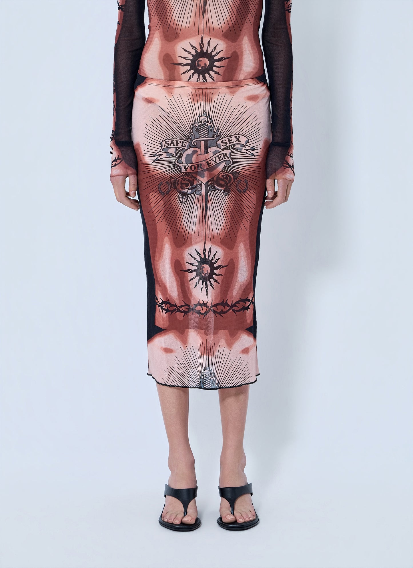 Jean Paul Gaultier Women Re-Edition Safe Sex Tattoo Long Skirt JEAN PAUL GAULTIER