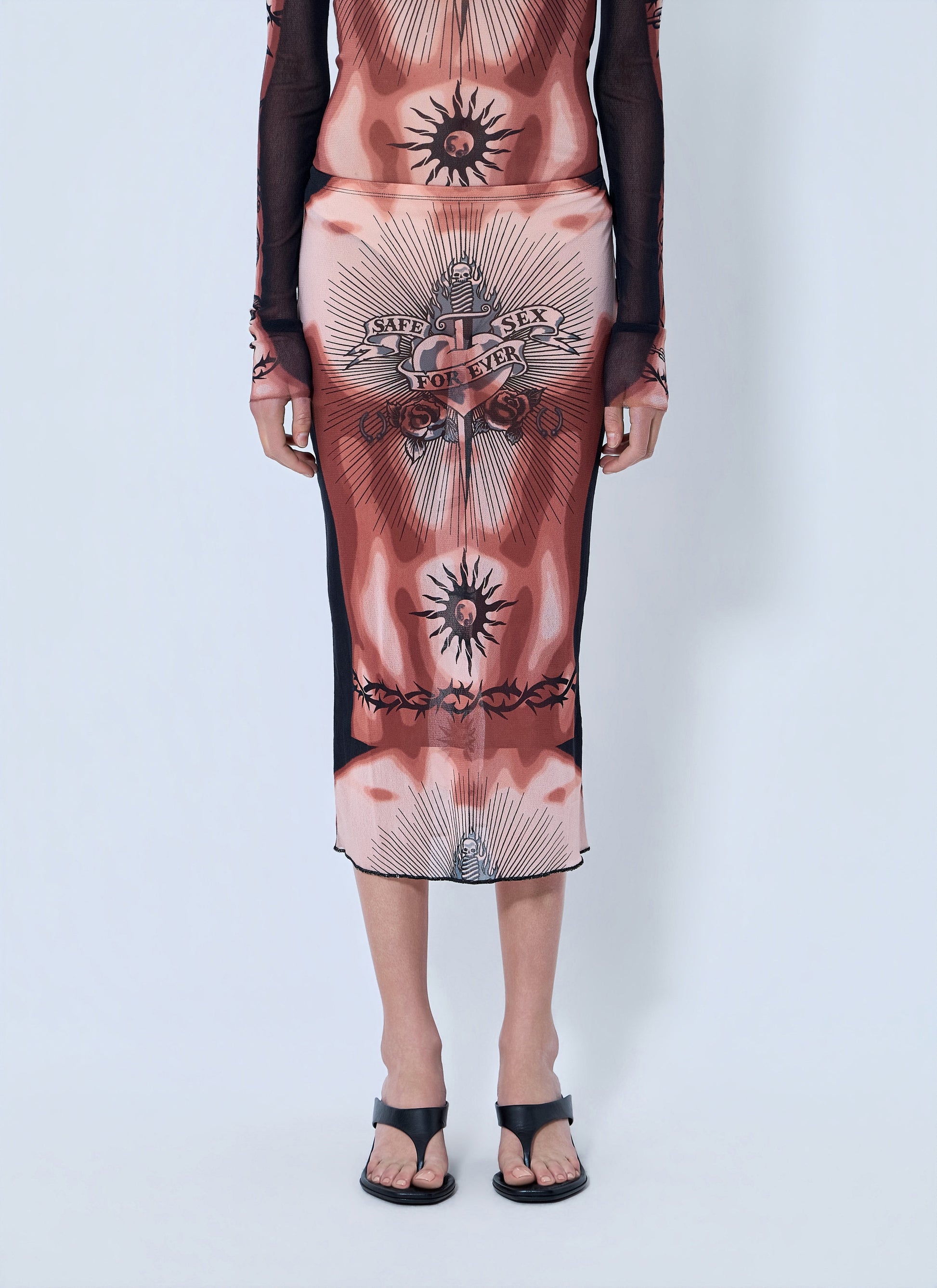 Jean Paul Gaultier Women Re-Edition Safe Sex Tattoo Long Skirt JEAN PAUL GAULTIER