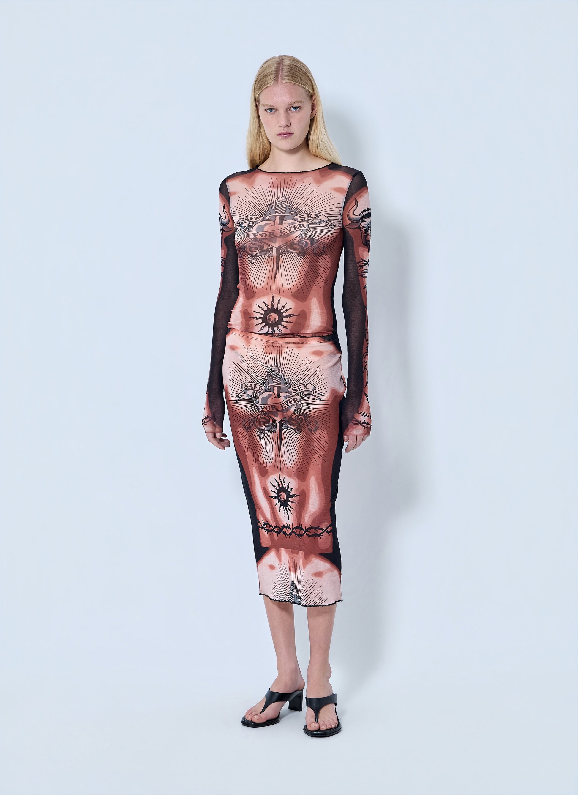 Jean Paul Gaultier Women Re-Edition Safe Sex Tattoo Long Skirt JEAN PAUL GAULTIER