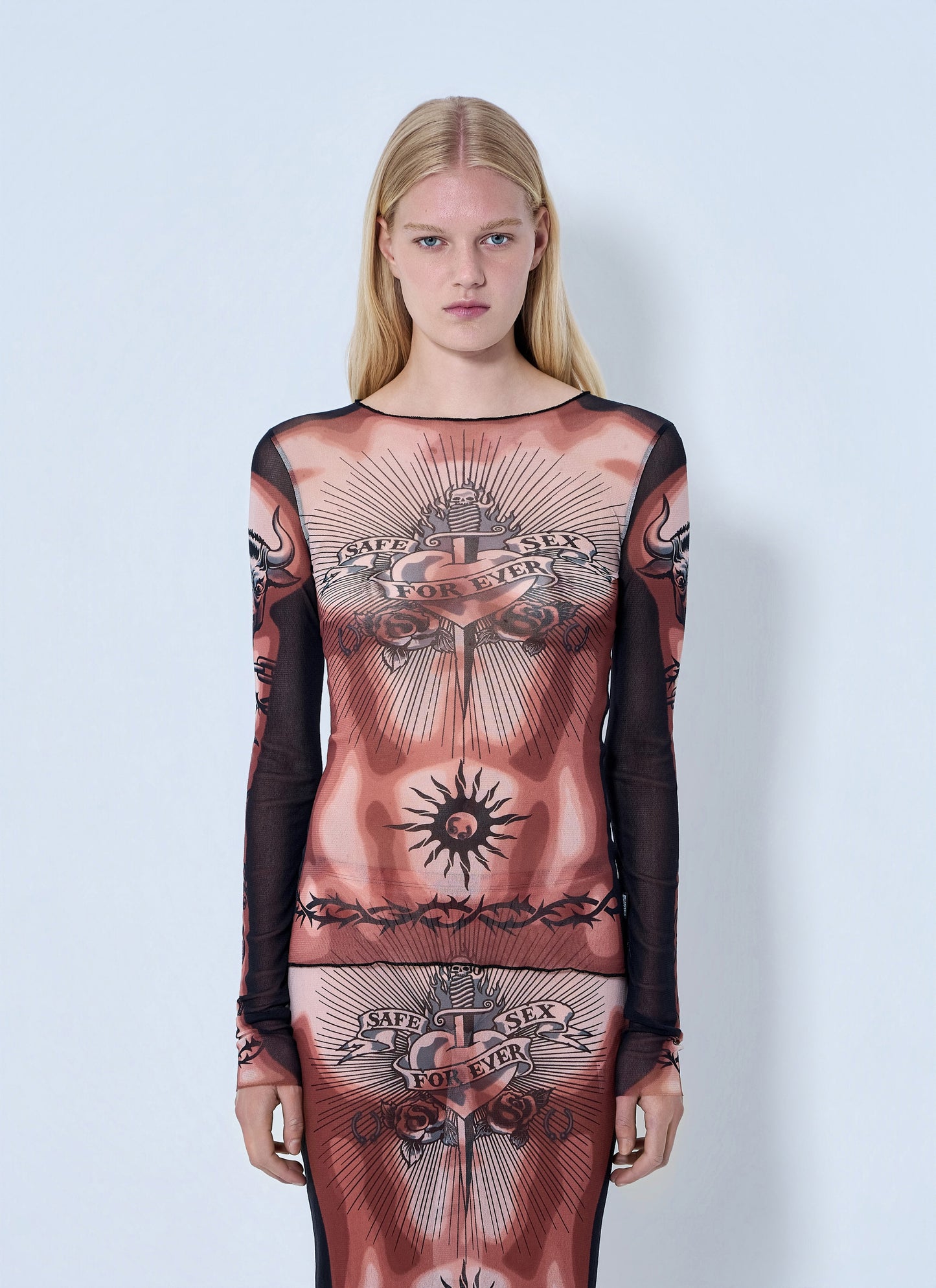 Jean Paul Gaultier Women Re-Edition Safe Sex Tattoo Longsleeve Top JEAN PAUL GAULTIER