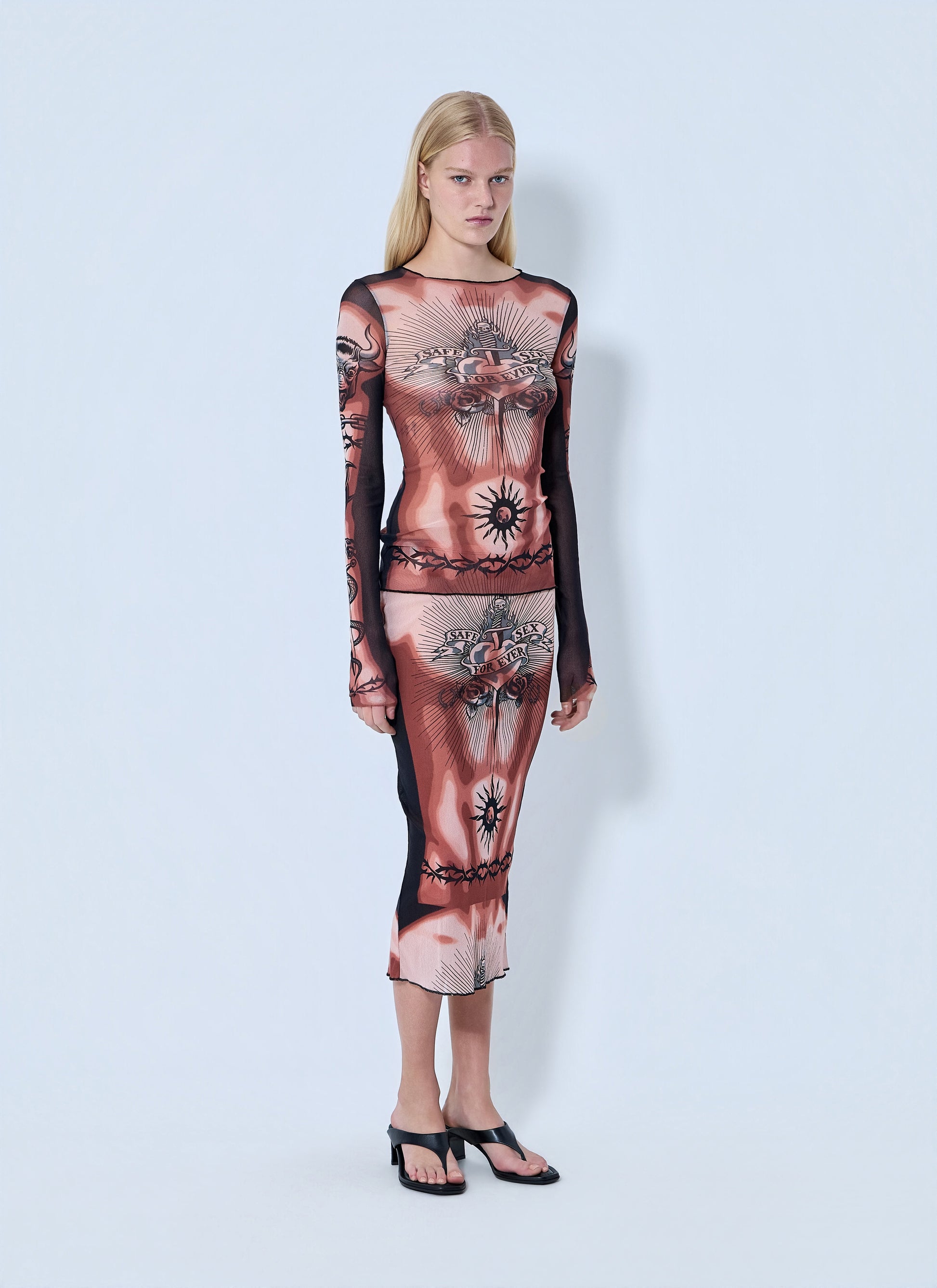 Jean Paul Gaultier Women Re-Edition Safe Sex Tattoo Longsleeve Top JEAN PAUL GAULTIER