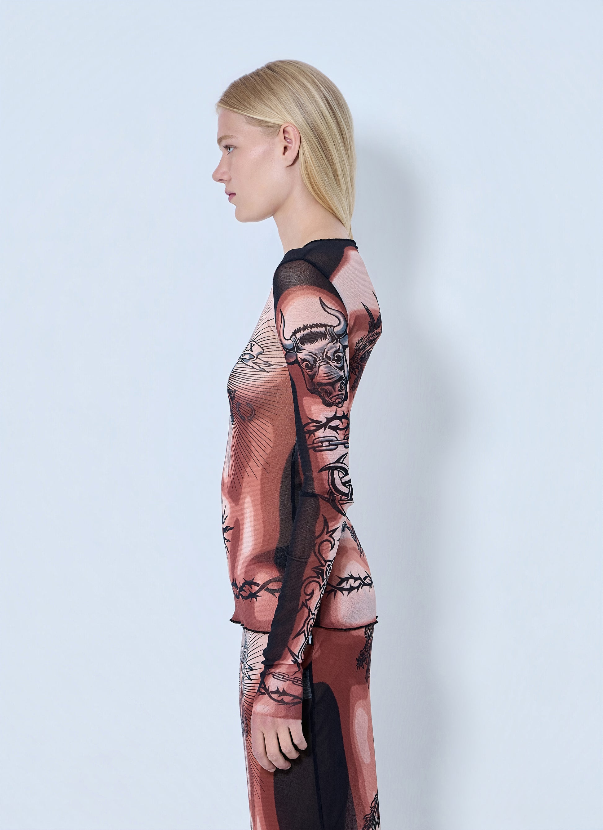 Jean Paul Gaultier Women Re-Edition Safe Sex Tattoo Longsleeve Top JEAN PAUL GAULTIER