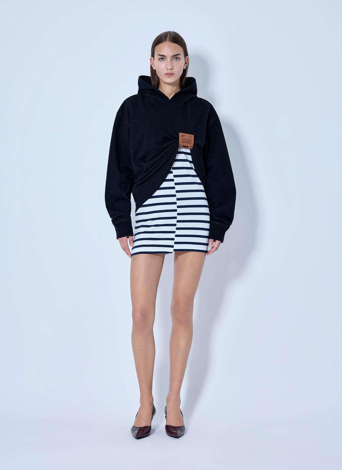 Jean Paul Gaultier Women Cotton Fleece Hoodie With Leather Tag Detail JEAN PAUL GAULTIER