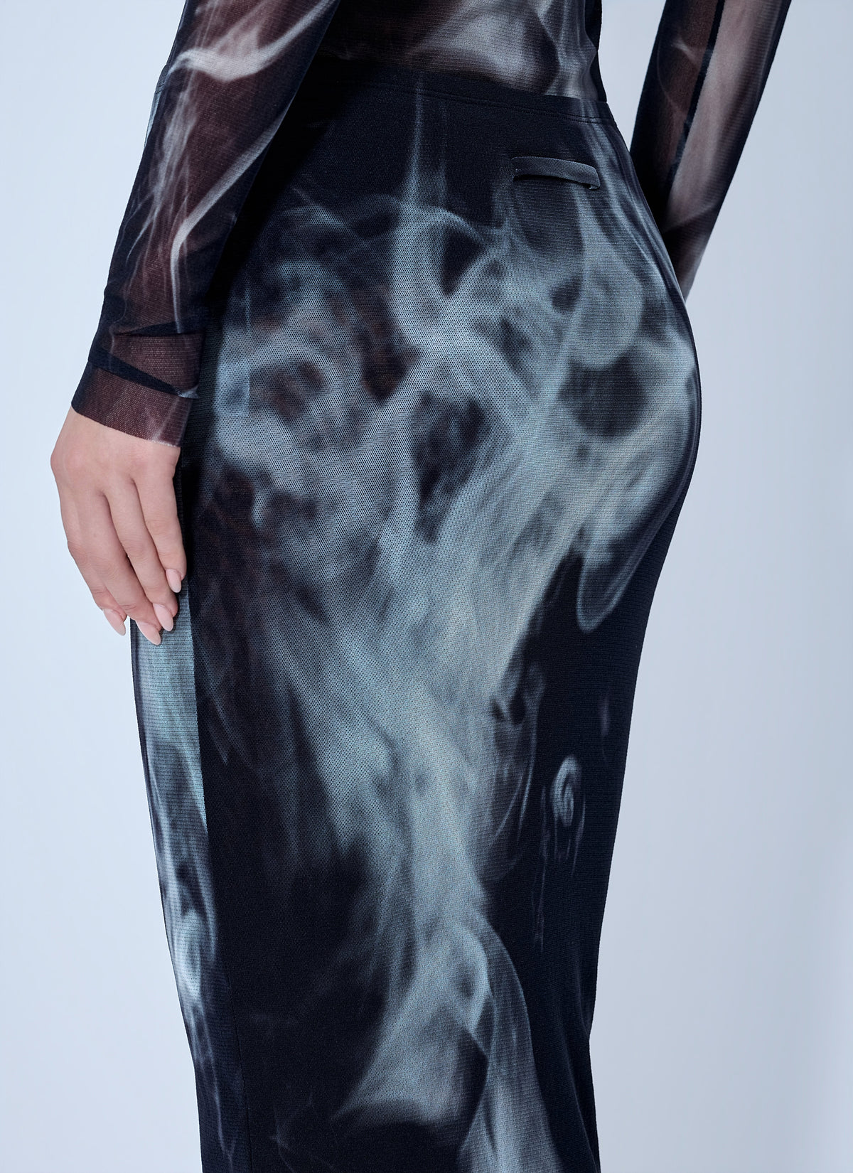 Jean Paul Gaultier Women Mesh Printed Smoking Women Long Skirt JEAN PAUL GAULTIER