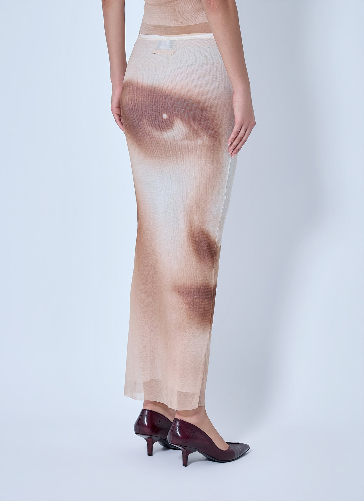 Jean Paul Gaultier Women Mesh Printed Face Long Skirt JEAN PAUL GAULTIER