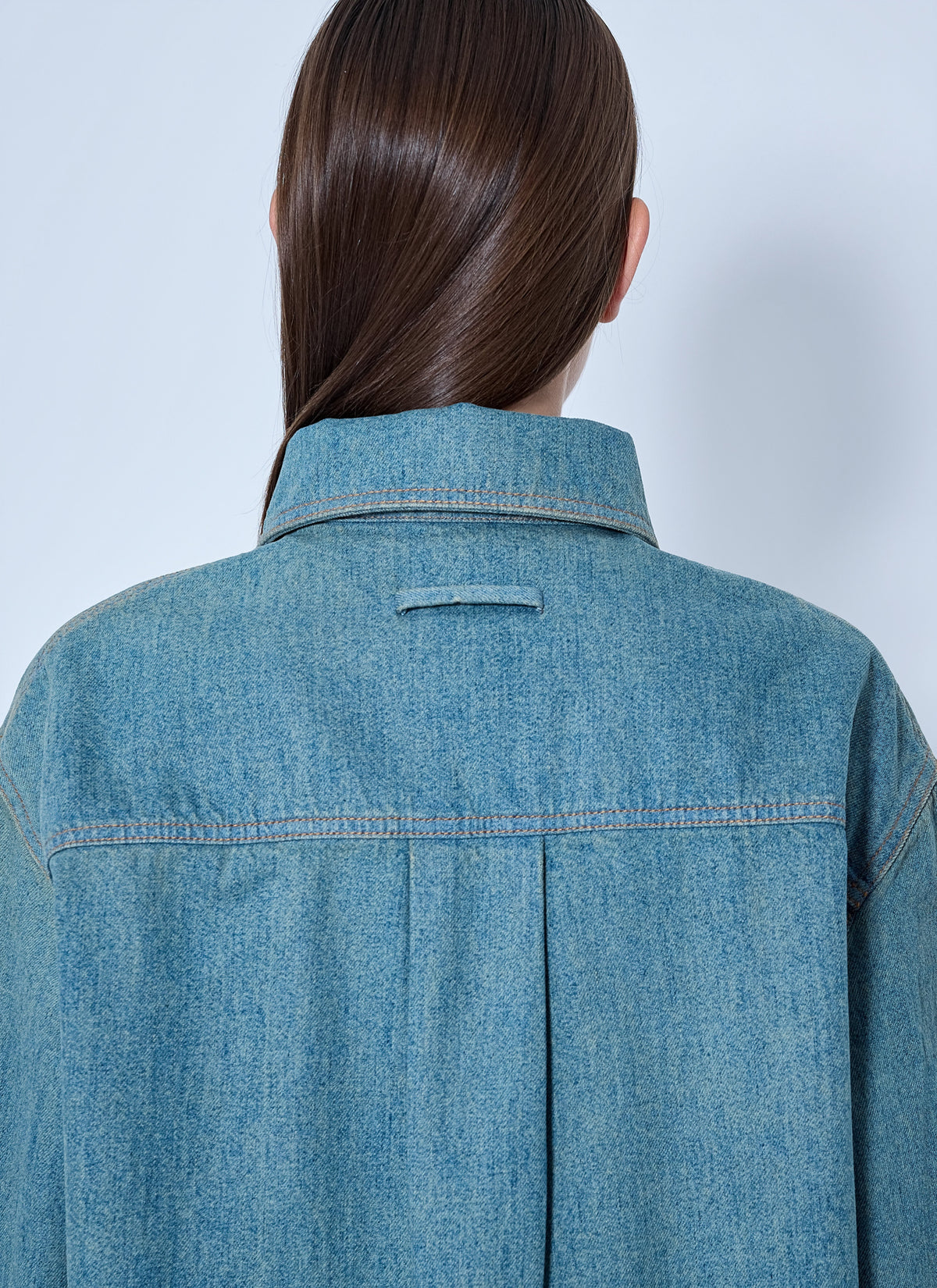 Jean Paul Gaultier Women Face Print Oversized Denim Shirt JEAN PAUL GAULTIER