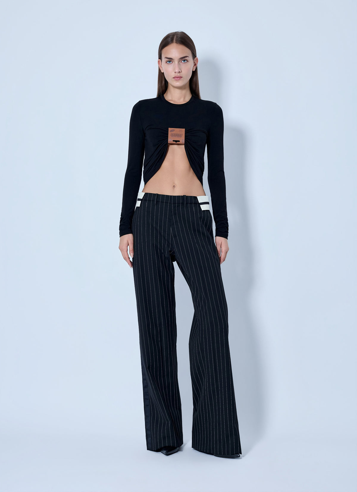 Jean Paul Gaultier Women Ruched Logo Cropped Top JEAN PAUL GAULTIER