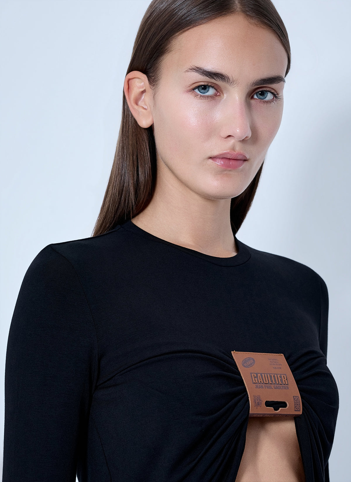 Jean Paul Gaultier Women Ruched Logo Cropped Top JEAN PAUL GAULTIER