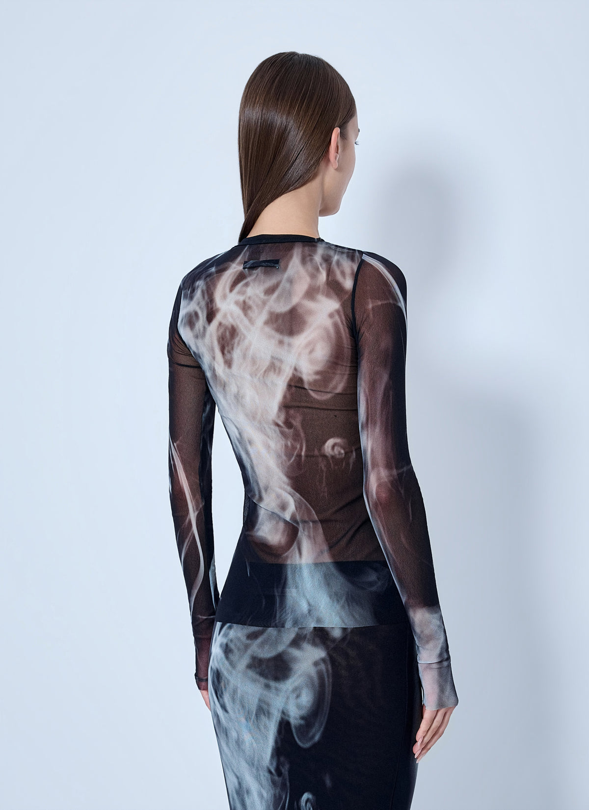 Jean Paul Gaultier Women Mesh Printed Smoking Women Long Sleeves Top JEAN PAUL GAULTIER