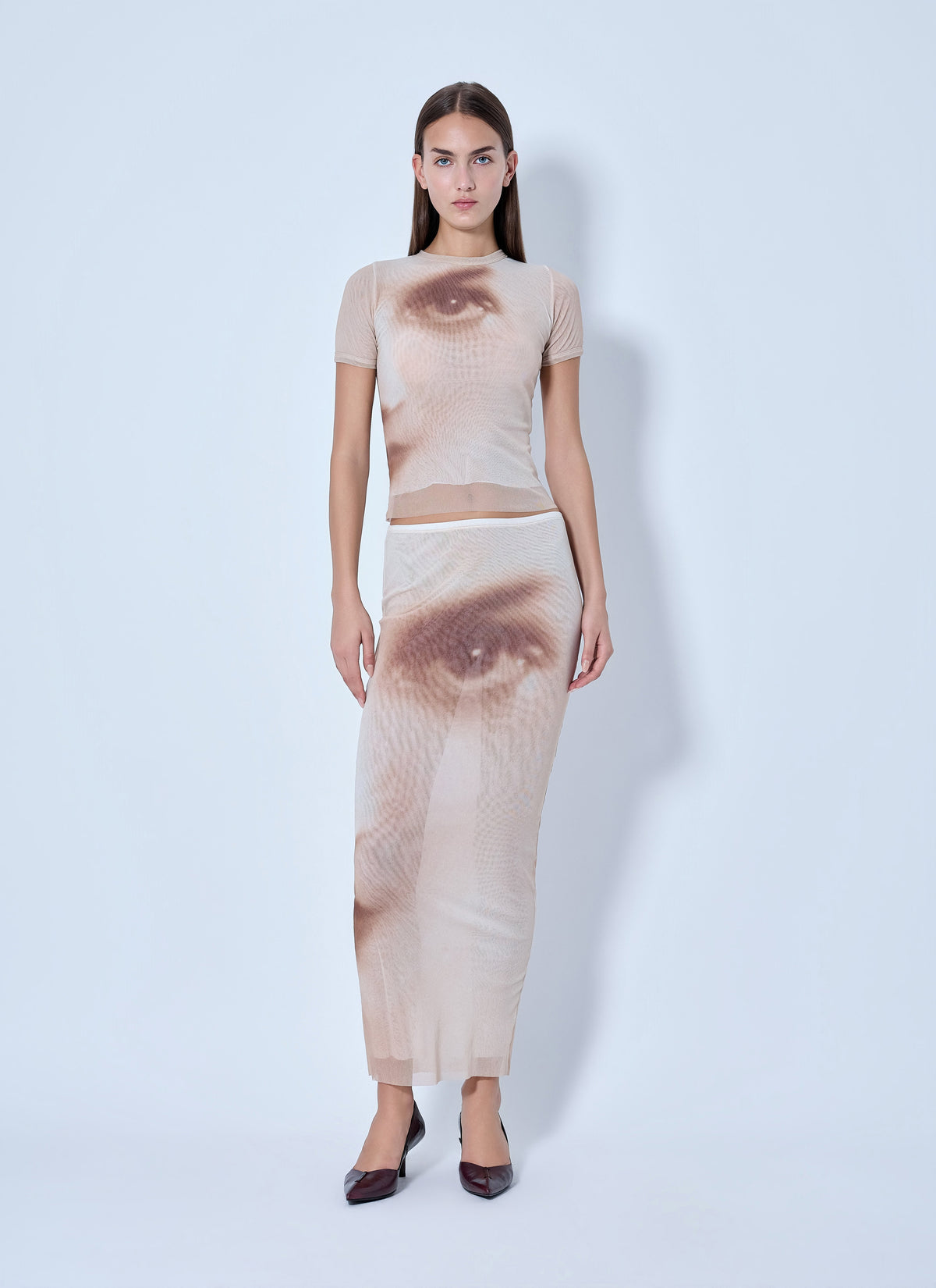 Jean Paul Gaultier Women Mesh Face-Print Baby T-Shirt JEAN PAUL GAULTIER