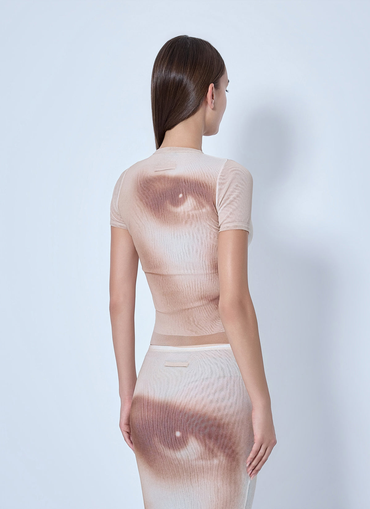Jean Paul Gaultier Women Mesh Face-Print Baby T-Shirt JEAN PAUL GAULTIER