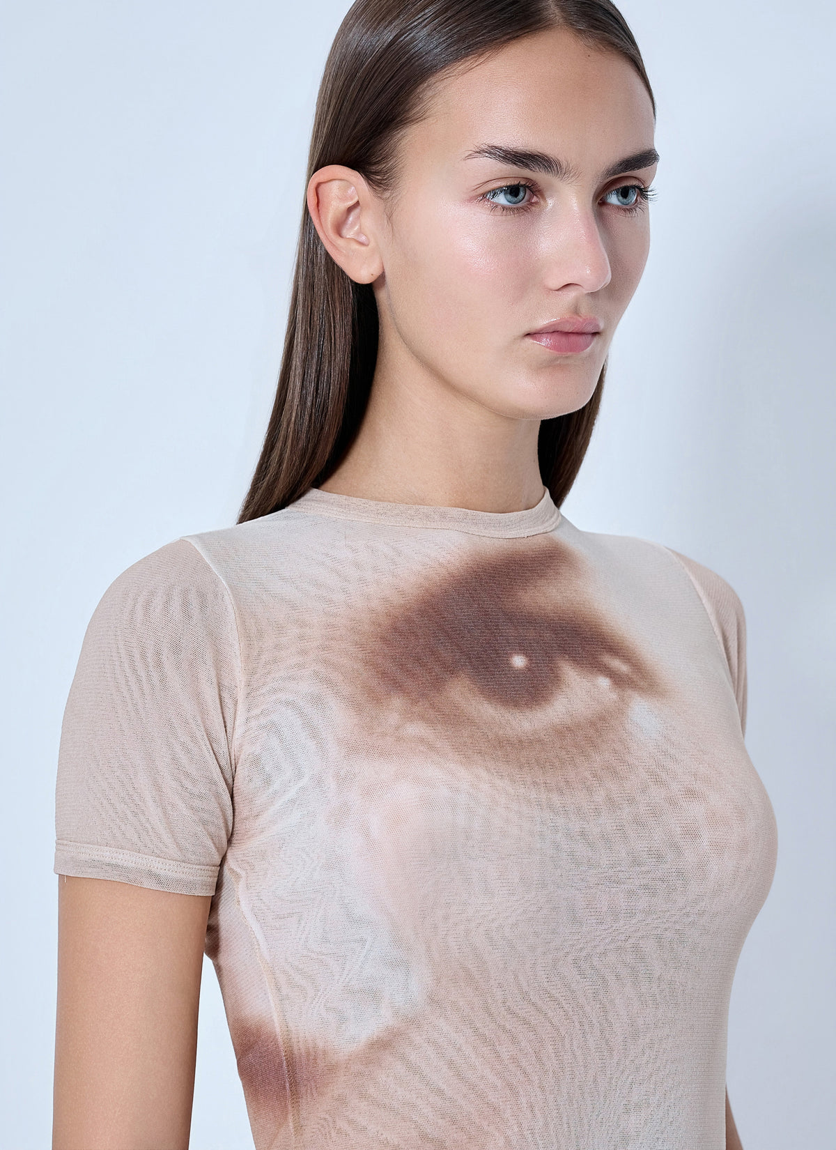 Jean Paul Gaultier Women Mesh Face-Print Baby T-Shirt JEAN PAUL GAULTIER