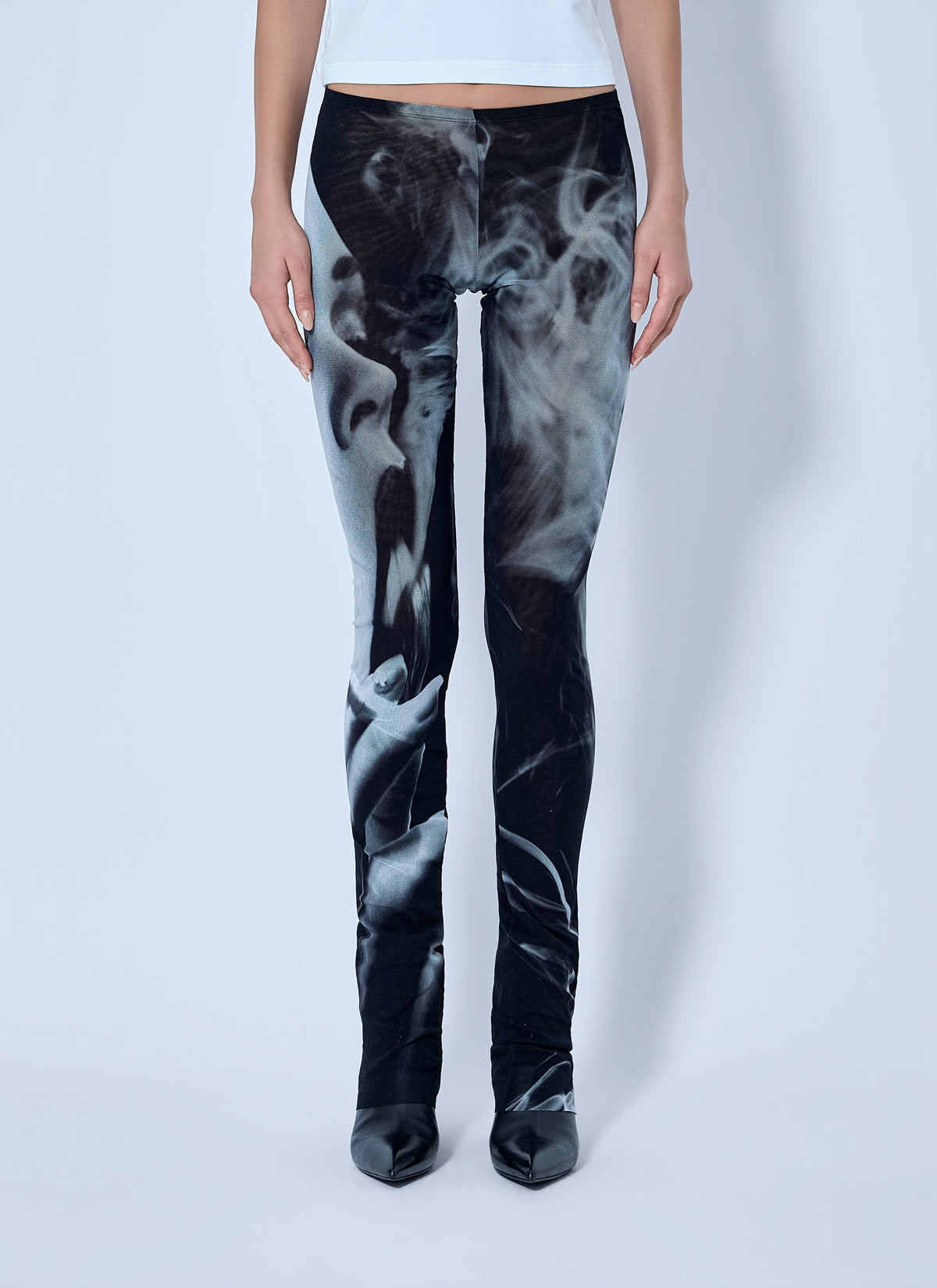 Jean Paul Gaultier Women Mesh Printed Smoking Women Flare Pants JEAN PAUL GAULTIER