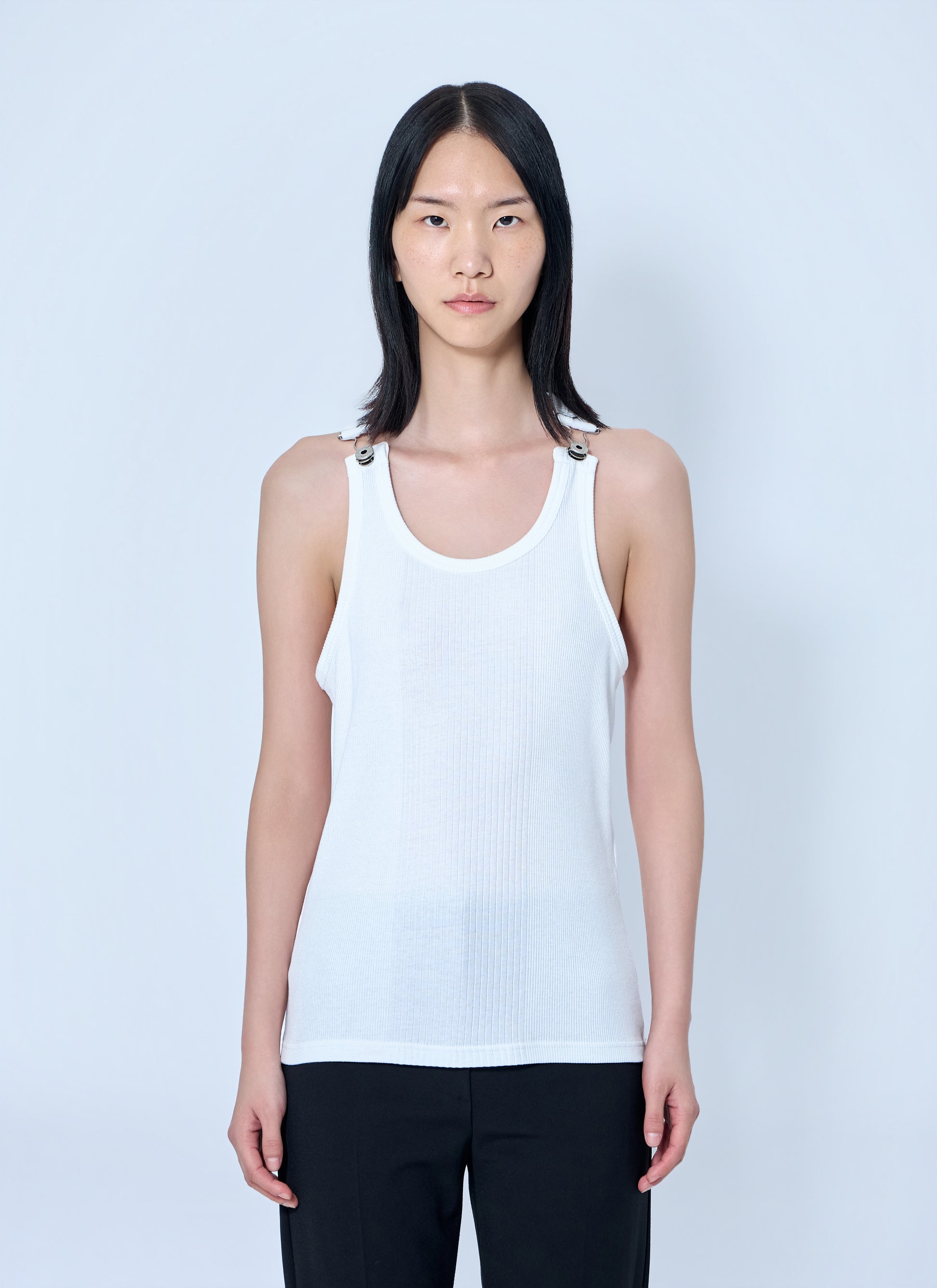 Jean Paul Gaultier Women Ribbed Tank Top With Metallic Hardware JEAN PAUL GAULTIER