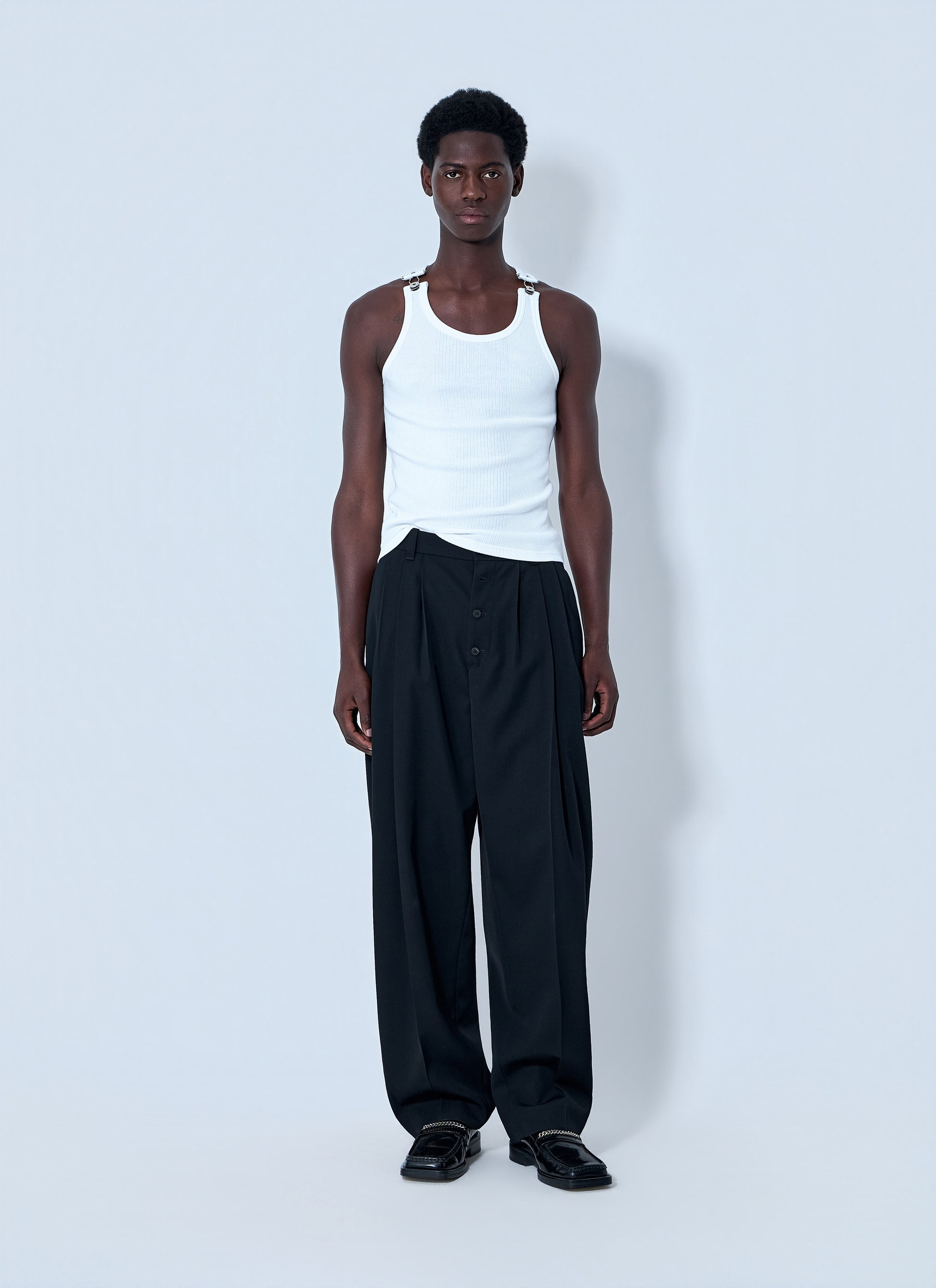 Jean Paul Gaultier Women Ribbed Tank Top With Metallic Hardware JEAN PAUL GAULTIER