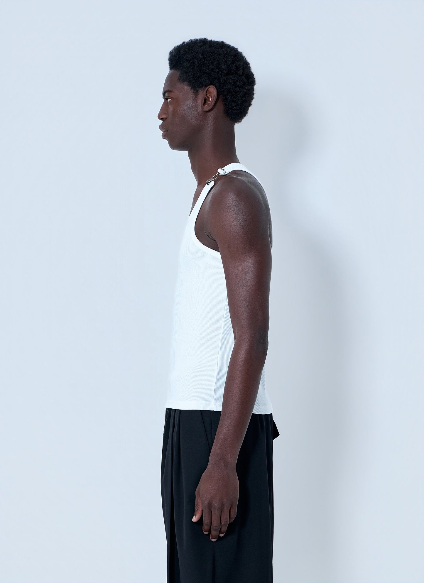 Jean Paul Gaultier Men Ribbed Tank Top With Metallic Hardware JEAN PAUL GAULTIER
